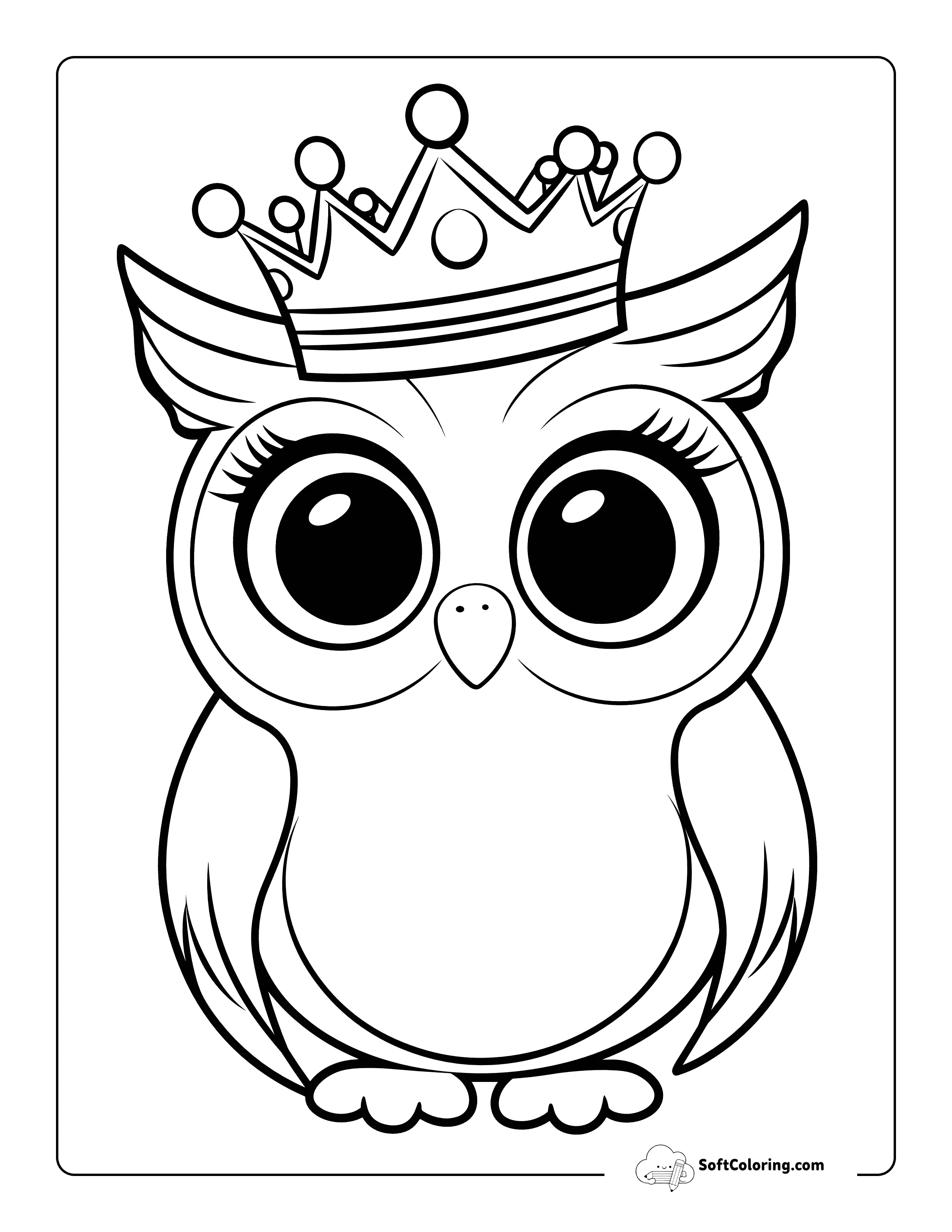 Cute Owl Wearing A Crown Coloring Page