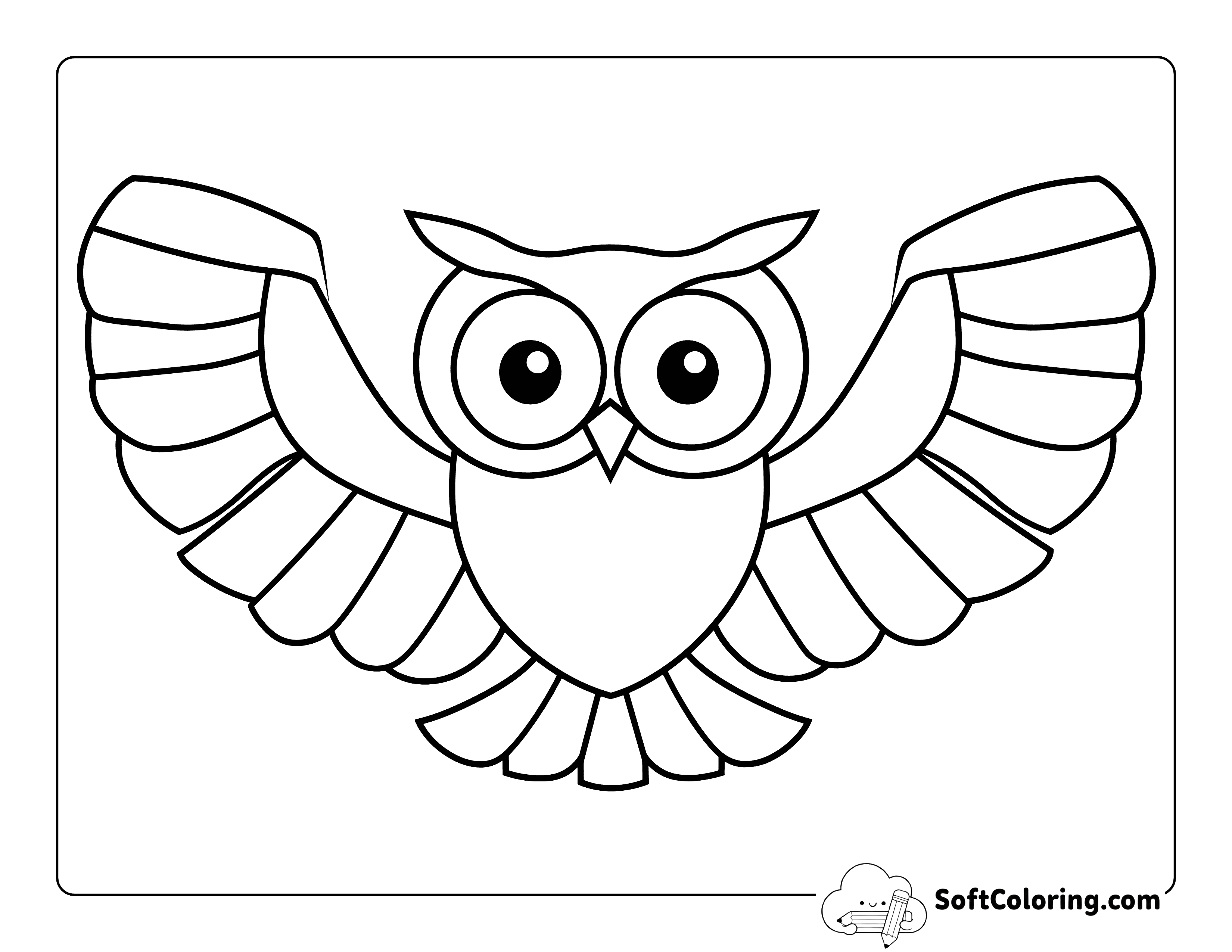 Simple Flying Owl Outline Printable