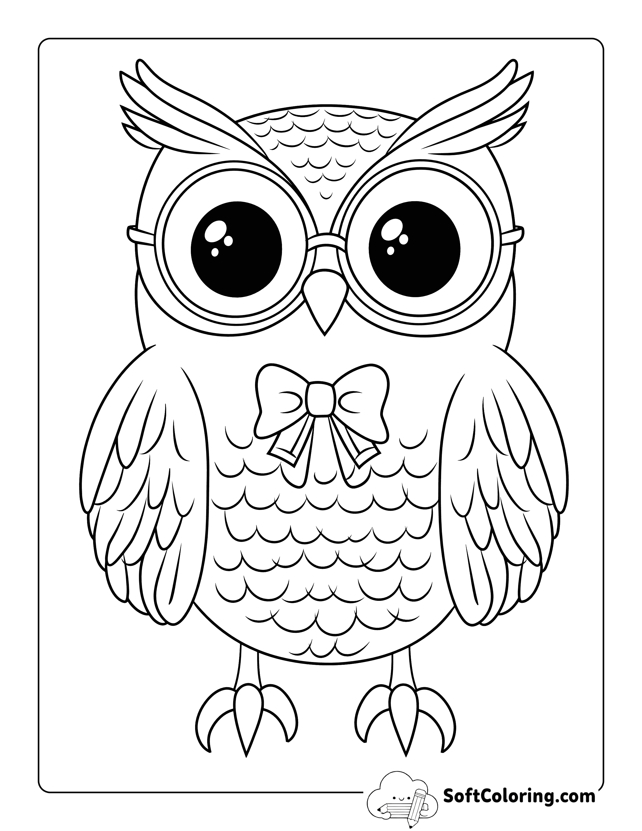 Studious Wise Owl Coloring Page