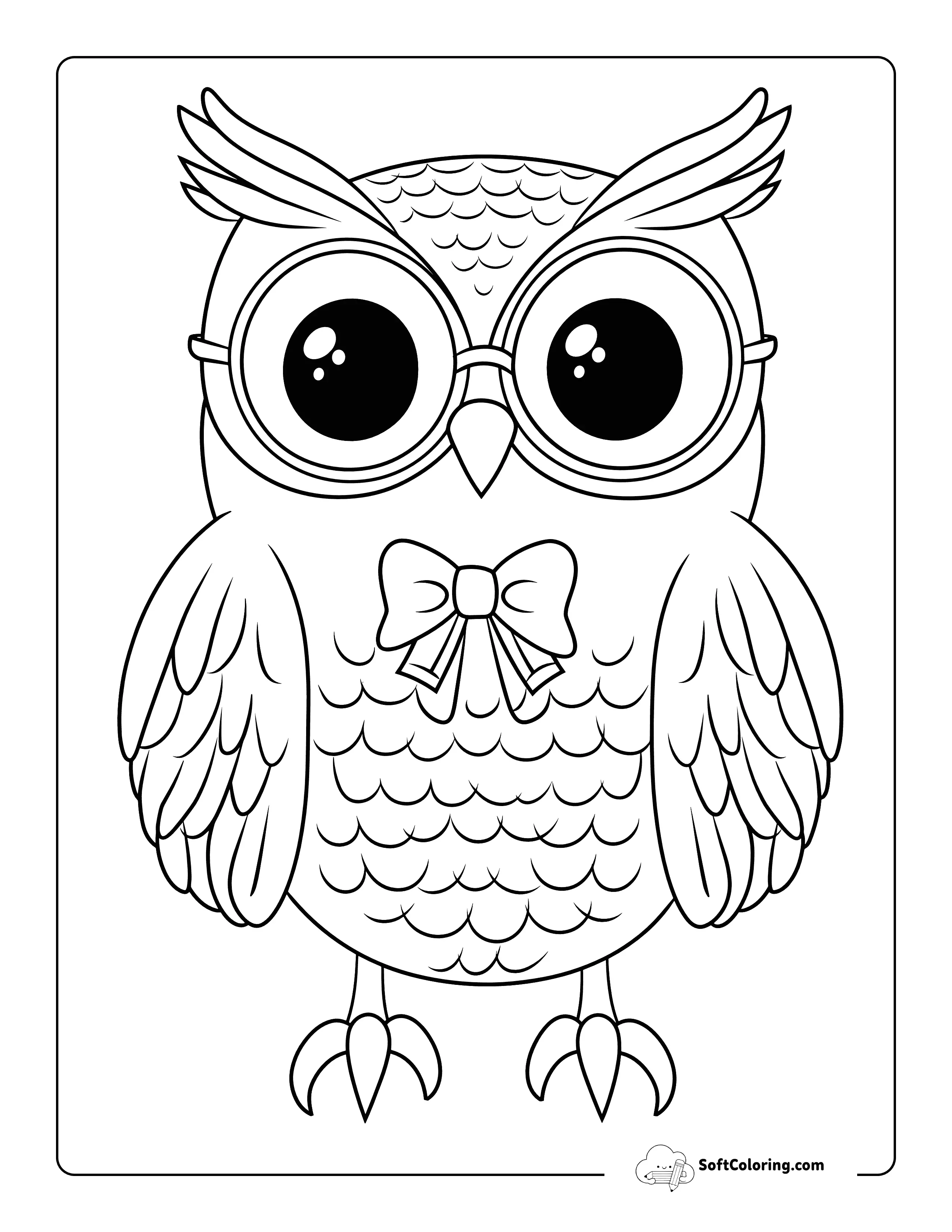 Studious Wise Owl Coloring Page