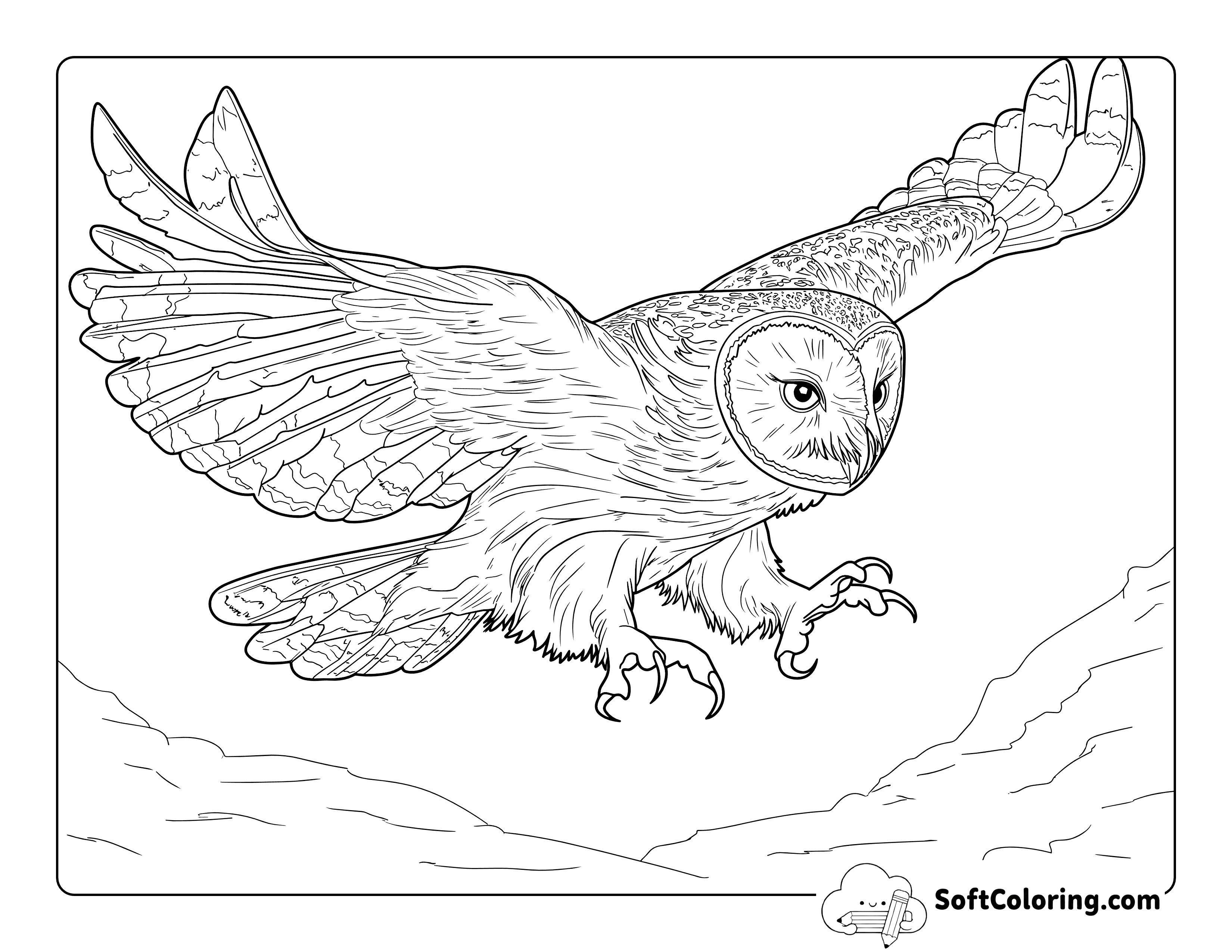 Simple Realistic Owl Coloring Page