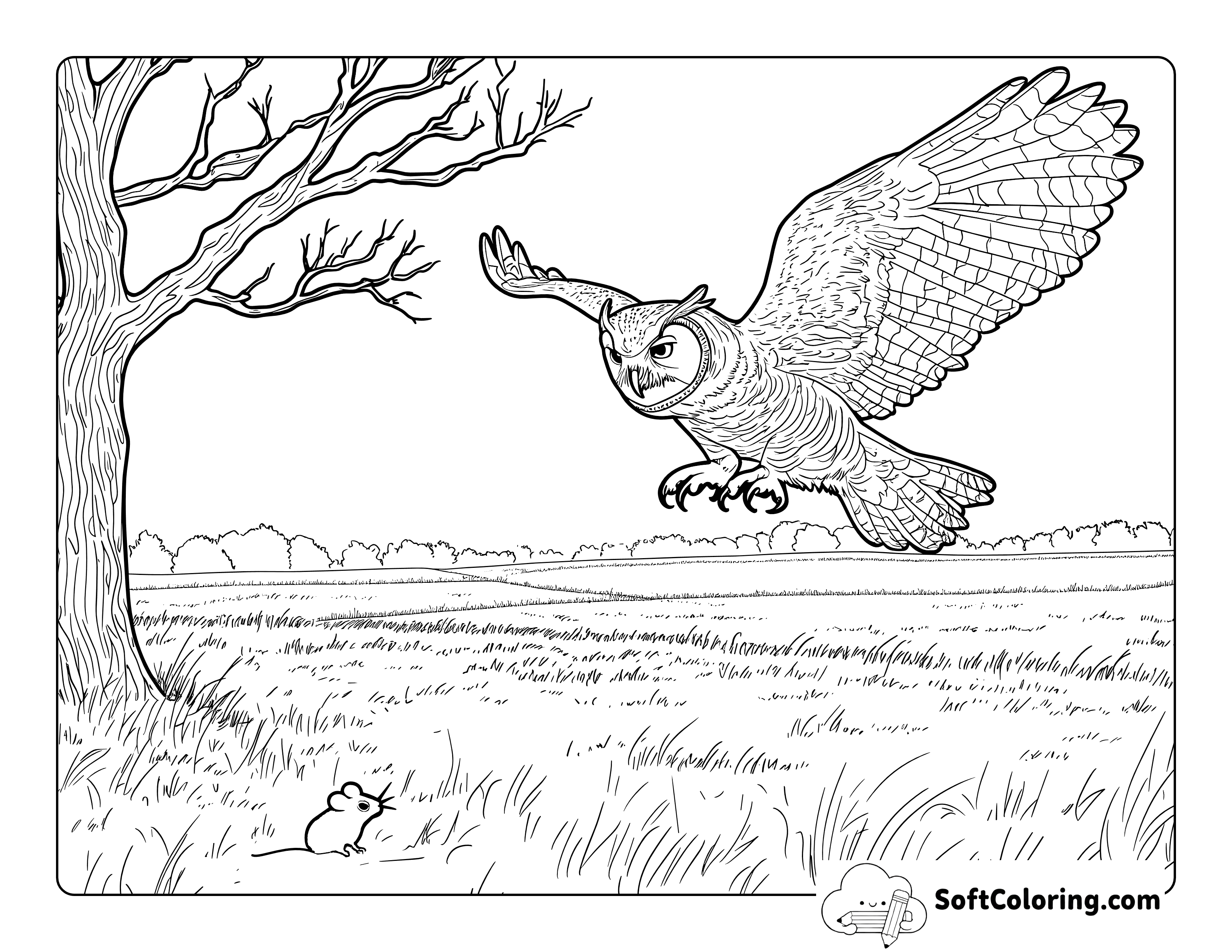 Detailed and Realistic Owl Coloring Page