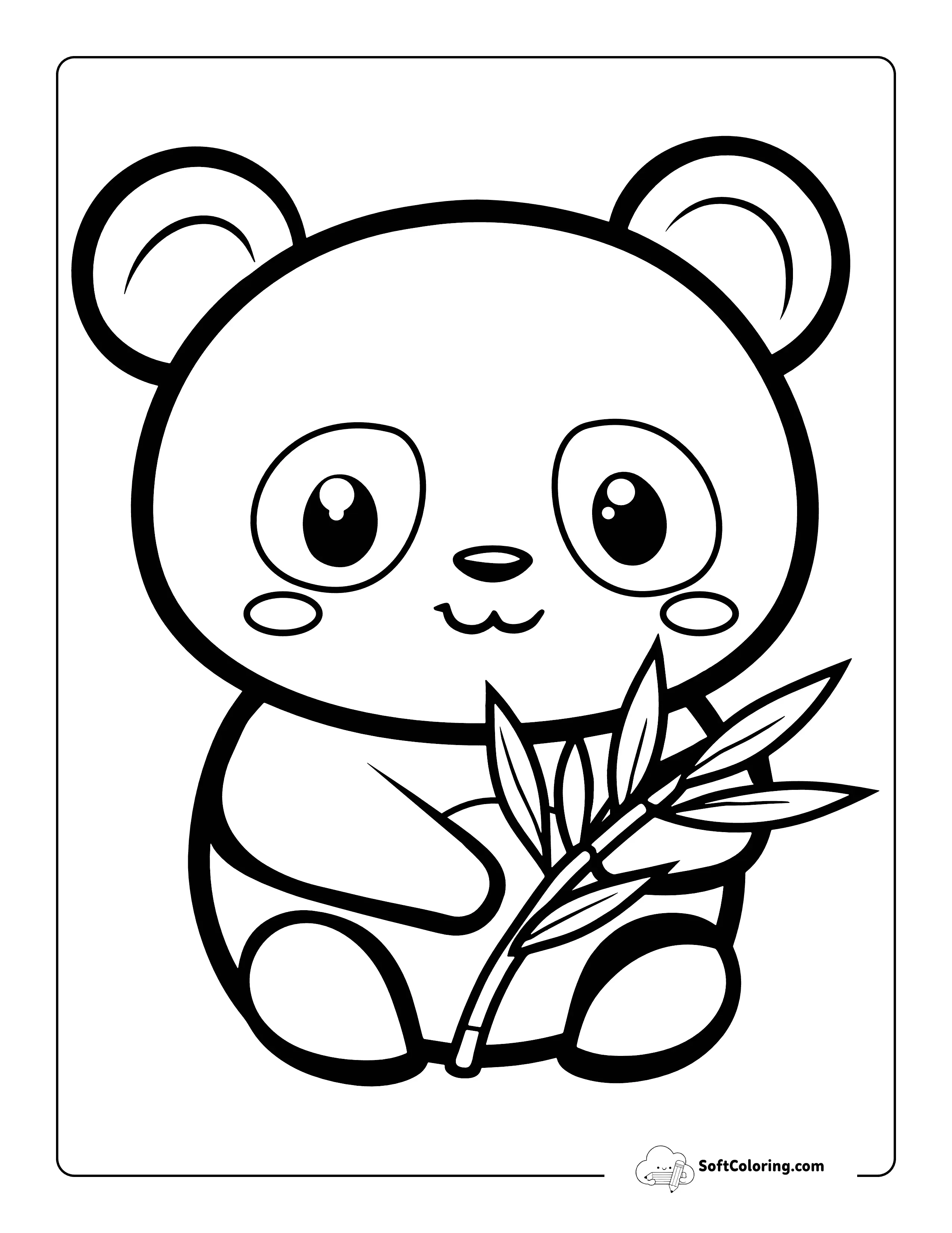 Kawaii Baby Panda Coloring Page For Preschoolers