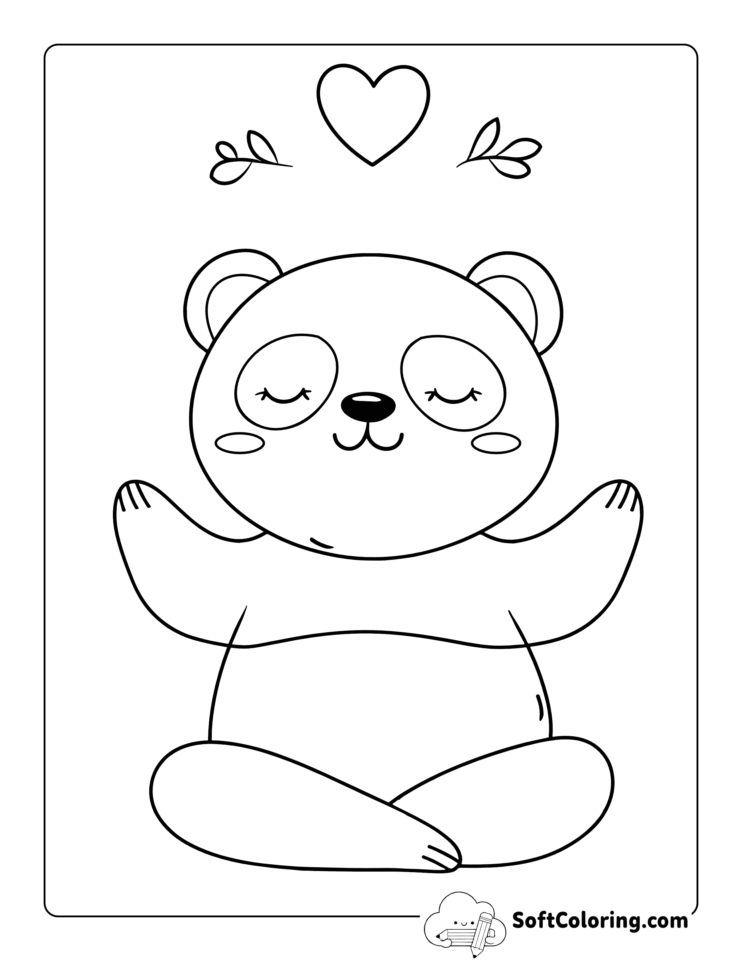 Easy Meditating Panda Coloring Page Printable