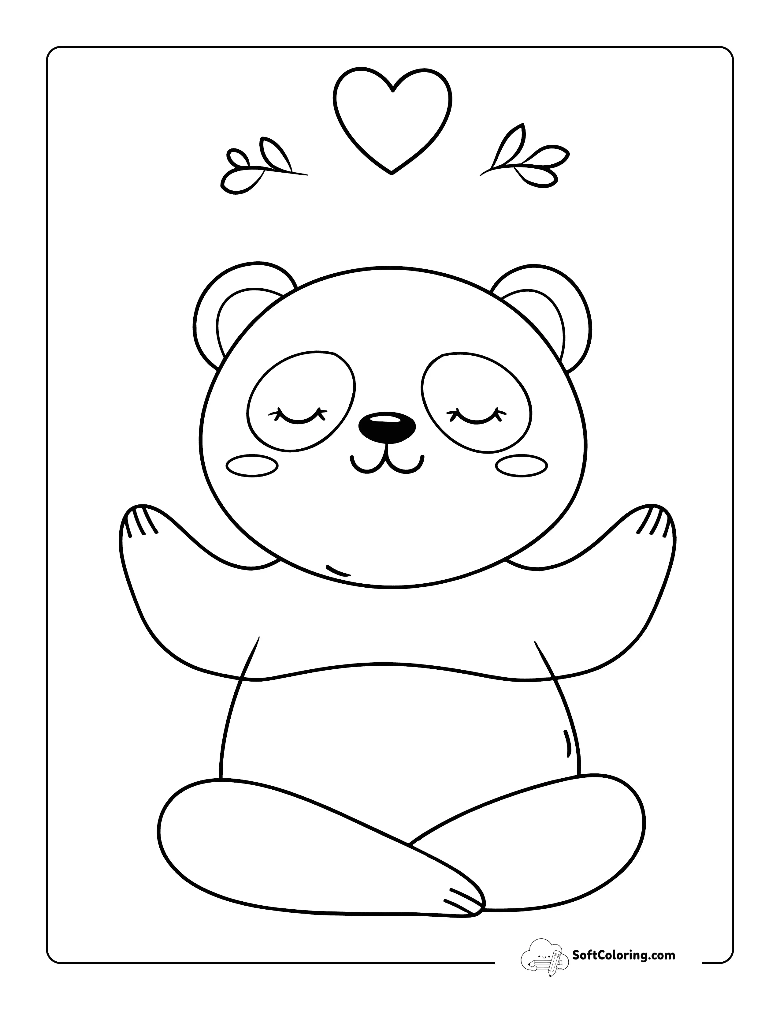 Easy Meditating Panda Coloring Page Printable