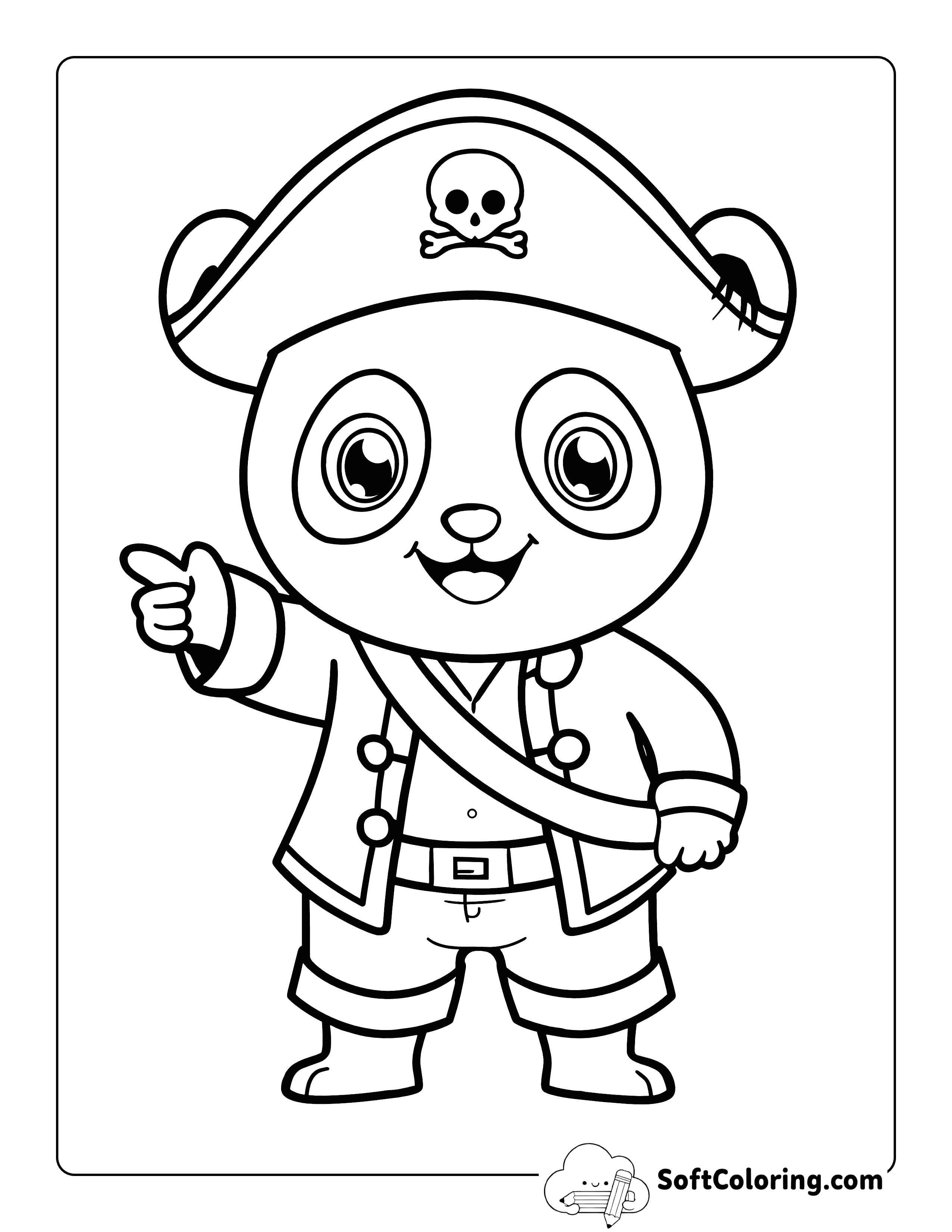 Cute Pirate Panda Printable Coloring Sheet