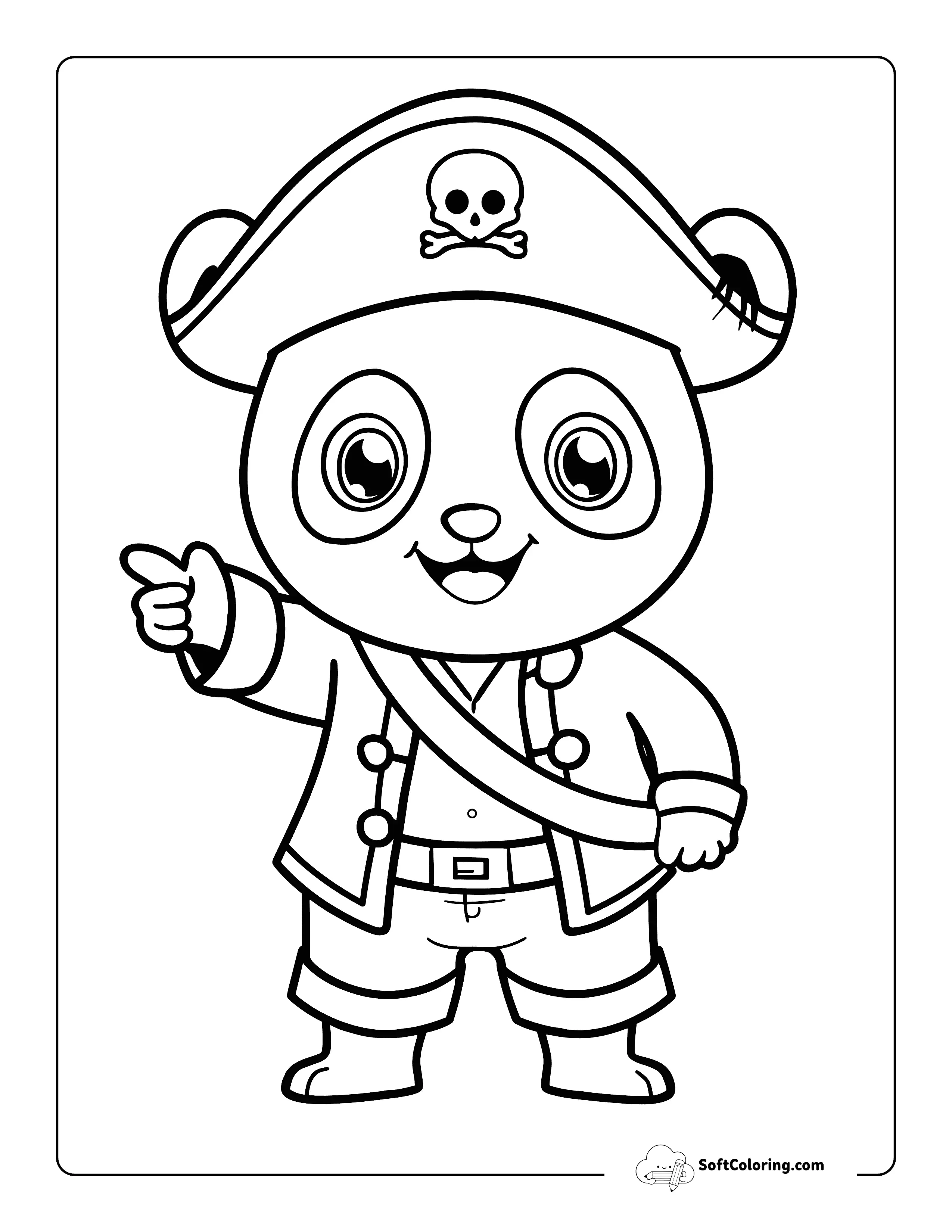 Cute Pirate Panda Printable Coloring Sheet
