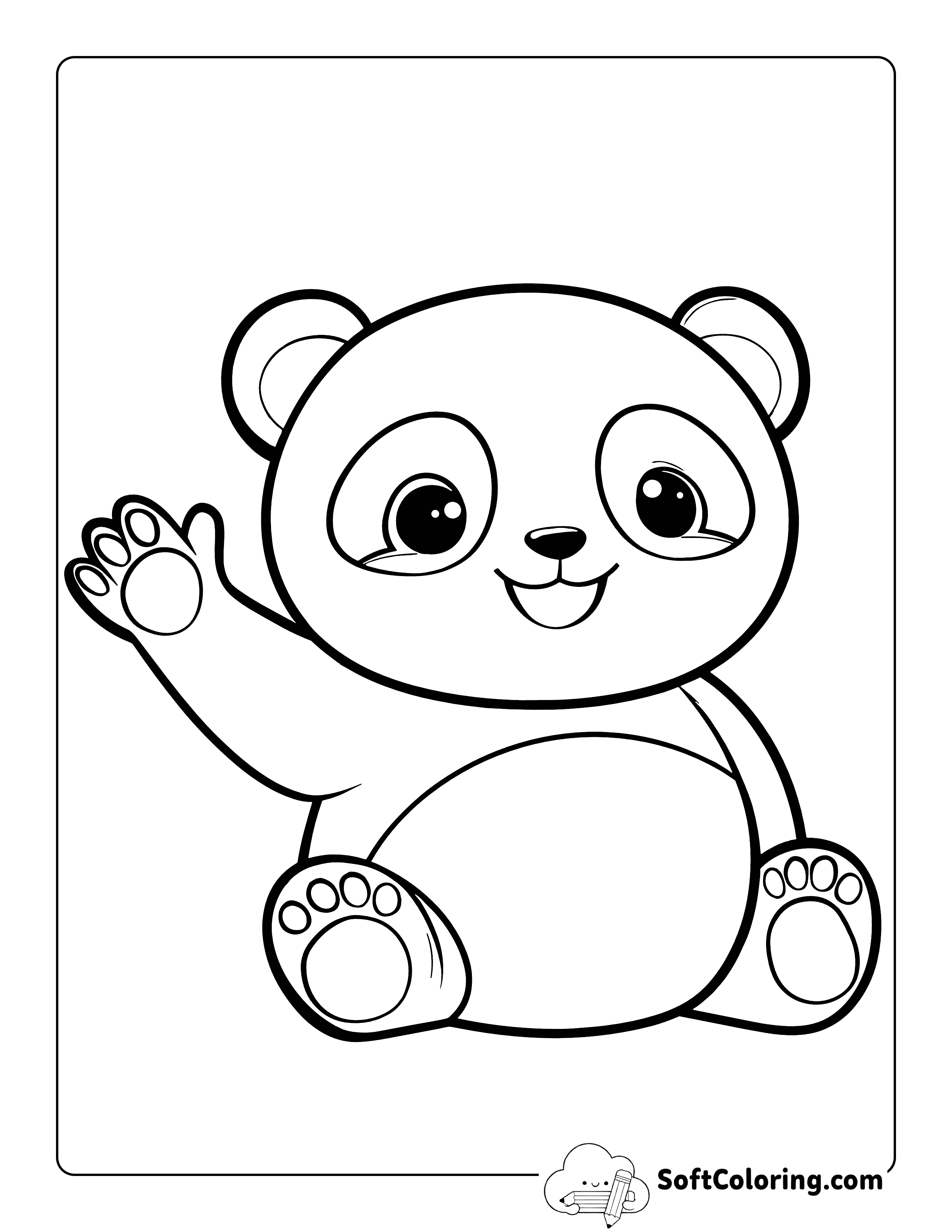 Easy Panda Printable Coloring Page for Kids