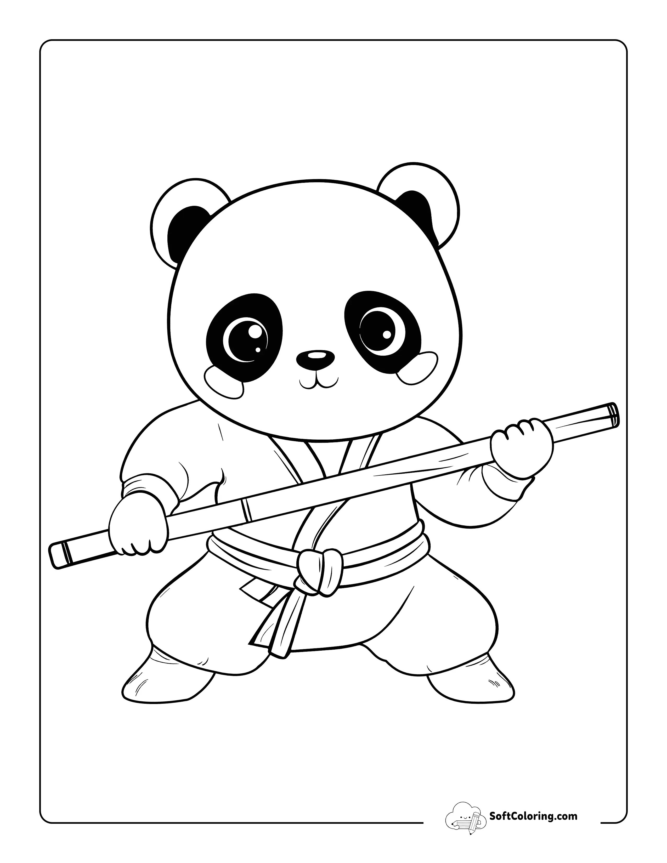 Panda Doing Kung Fu Coloring Page