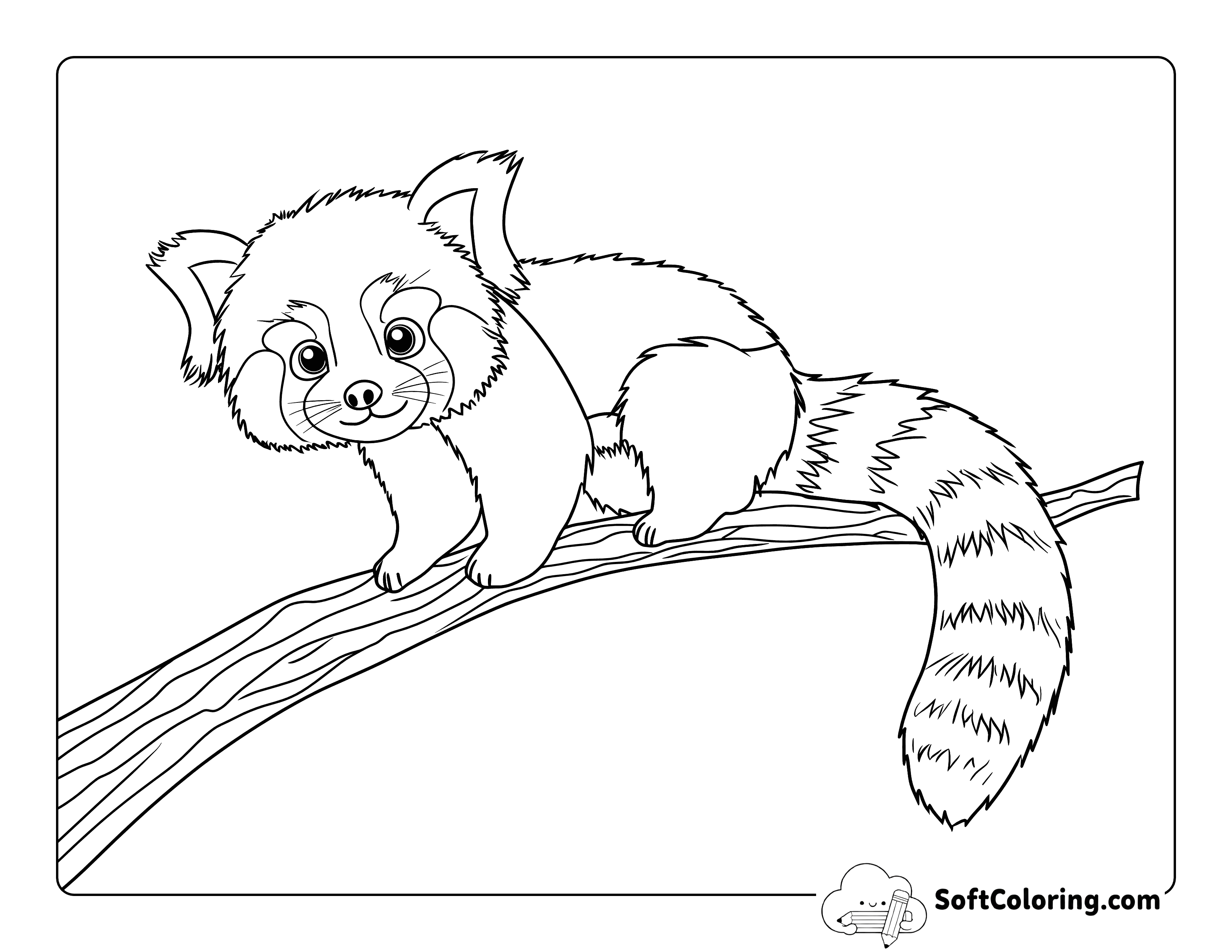 Easy Red Panda Coloring Page