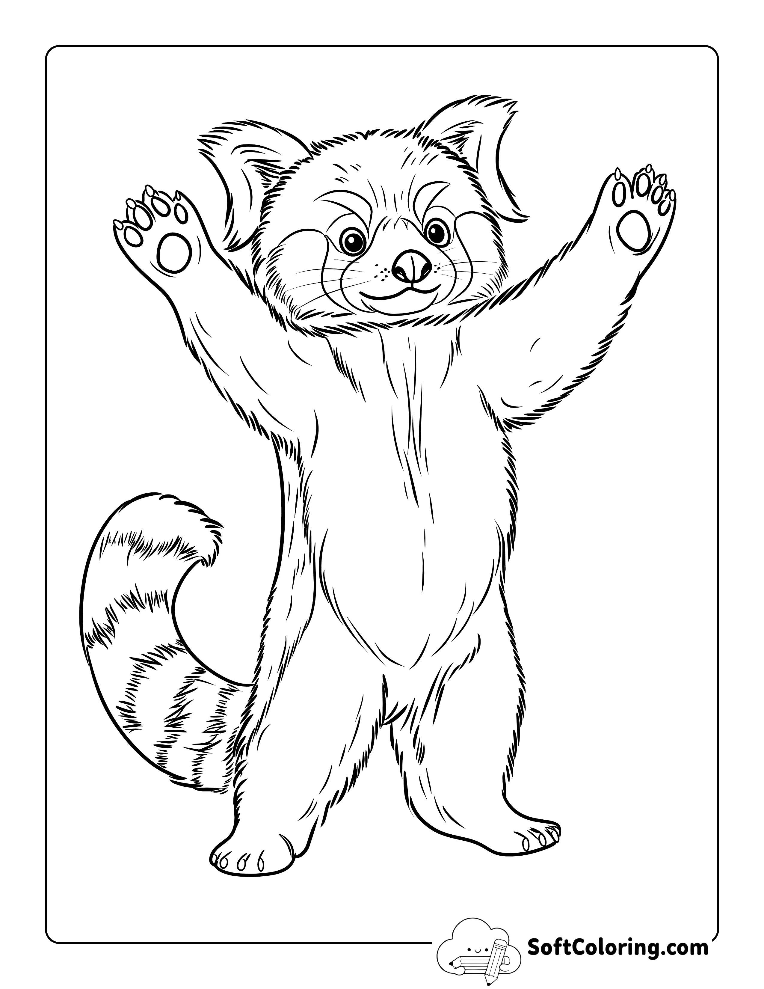 Cute Red Panda Coloring Page