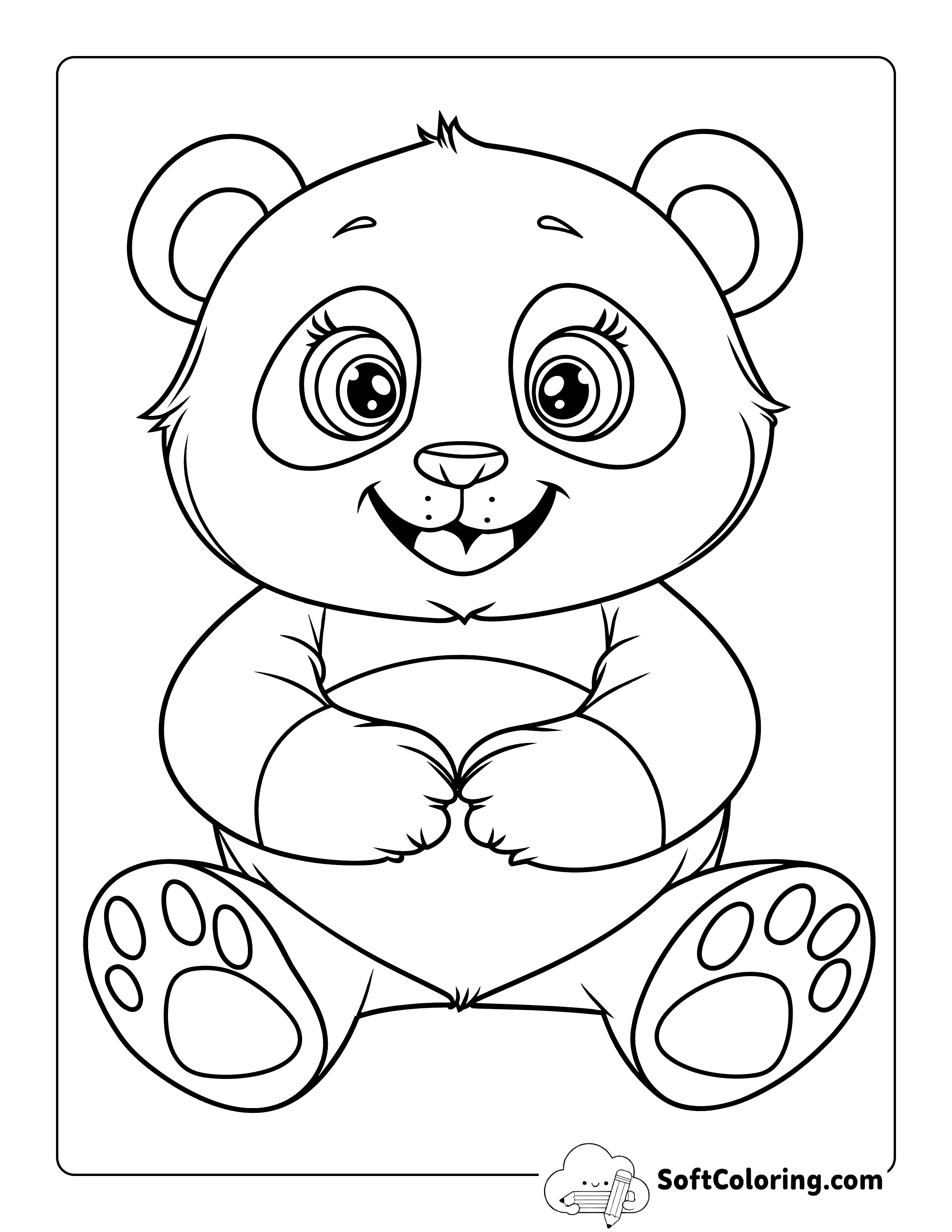 Easy Cute Panda Coloring Sheet