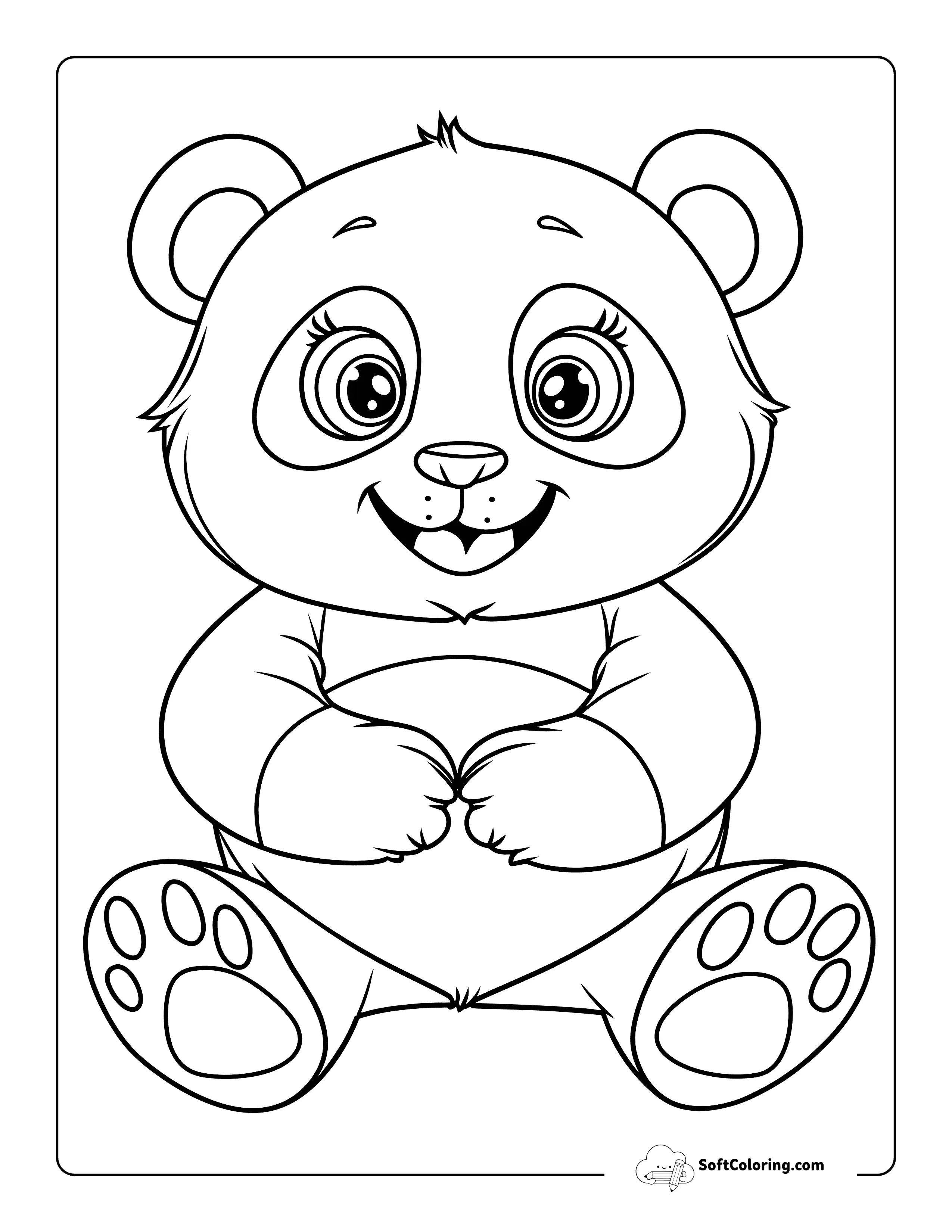 Easy Cute Panda Coloring Sheet