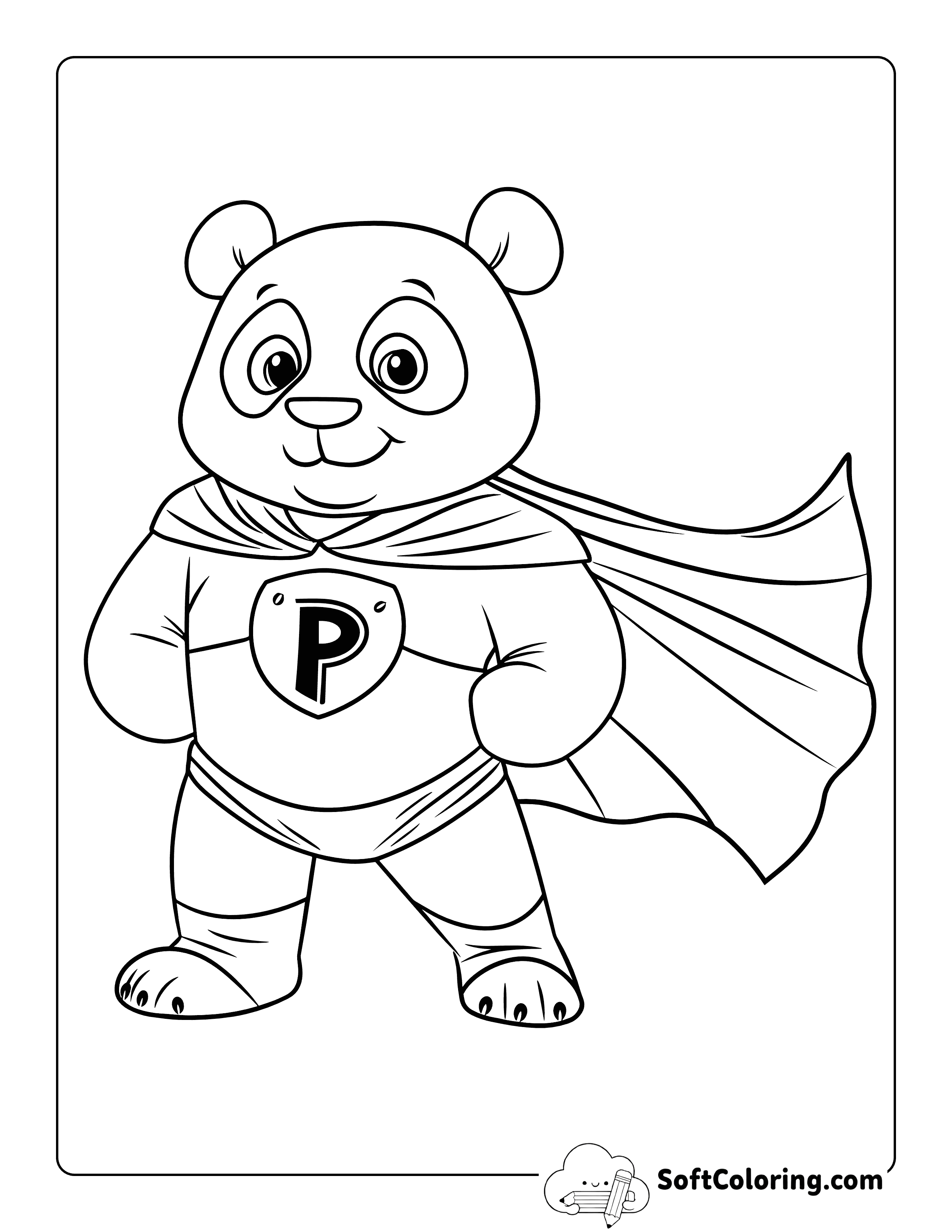 Superhero Panda Coloring Page Printable