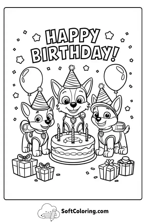 Paw Patrol Birthday Coloring Page