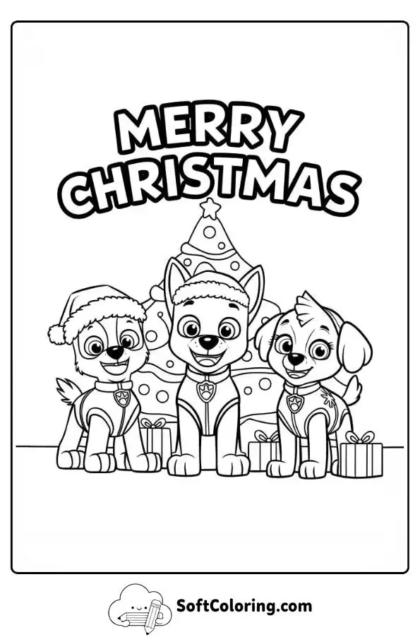 Paw Patrol Christmas Coloring Page