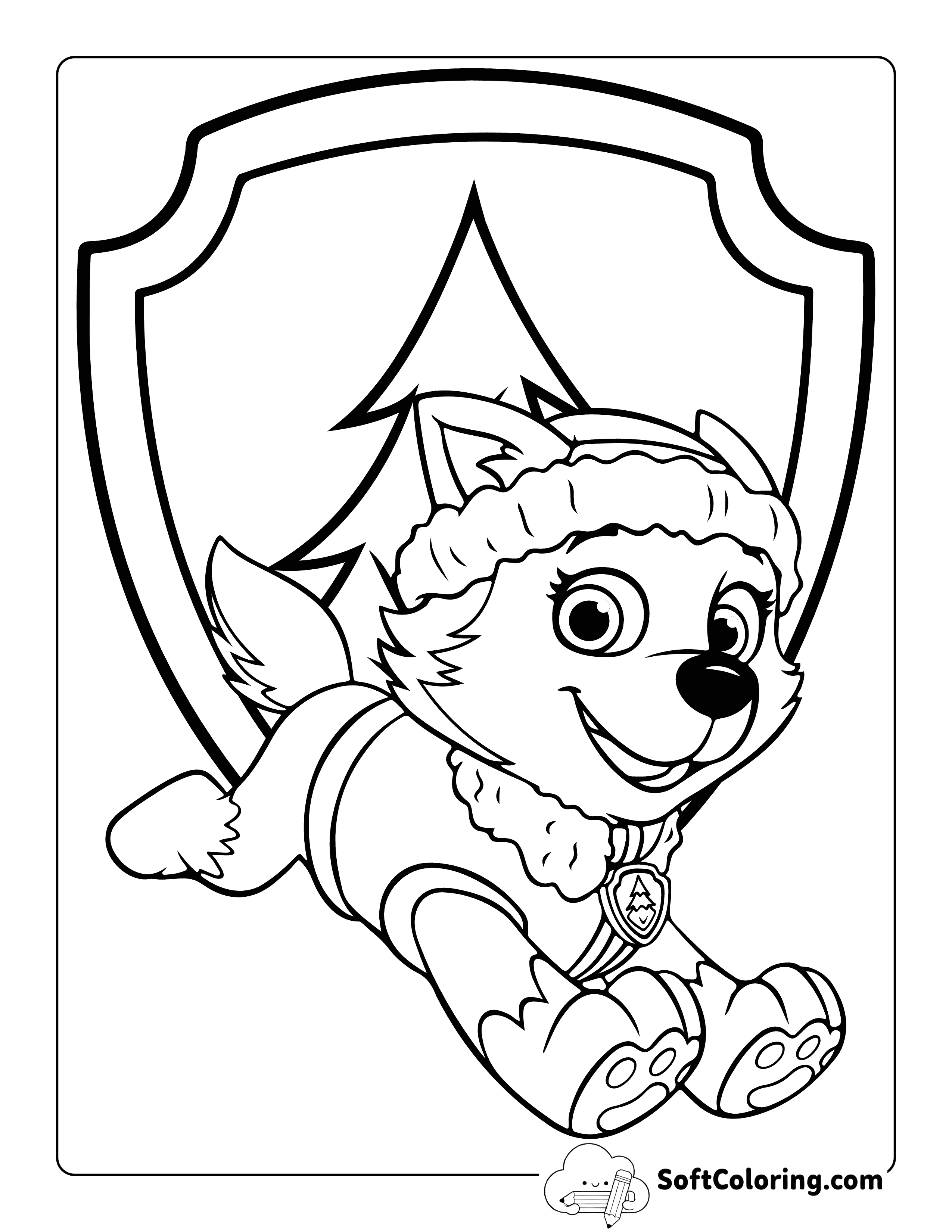 Everest with Badge Paw Patrol-Inspired Coloring Sheet