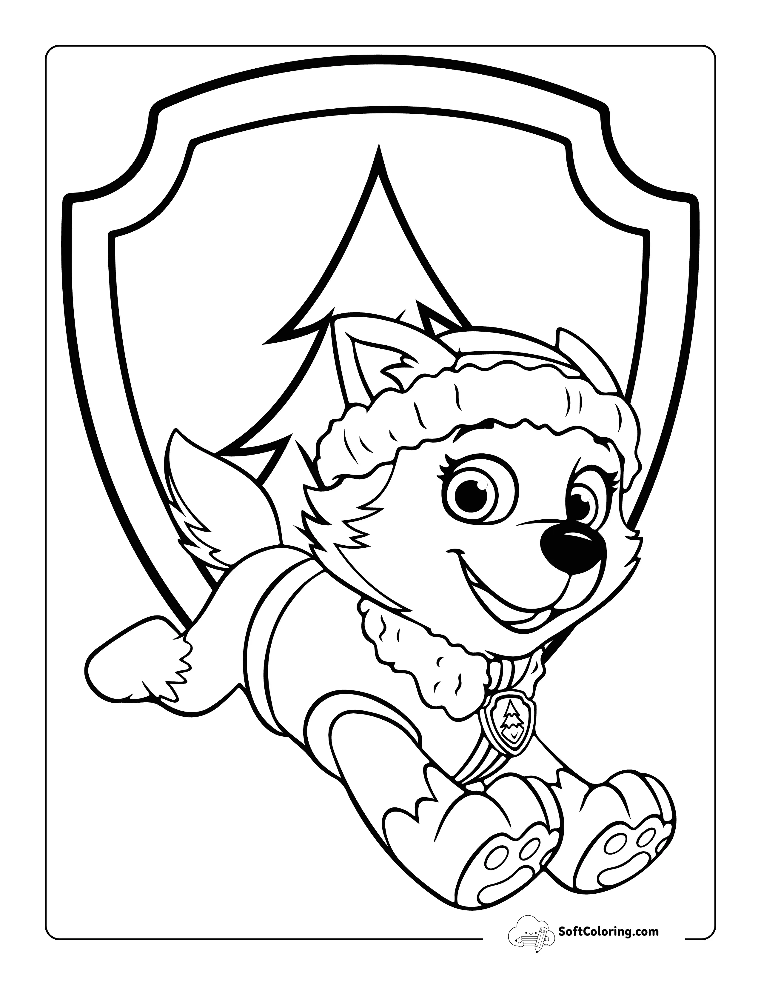 Everest With Badge Paw Patrol-Inspired Coloring Sheet
