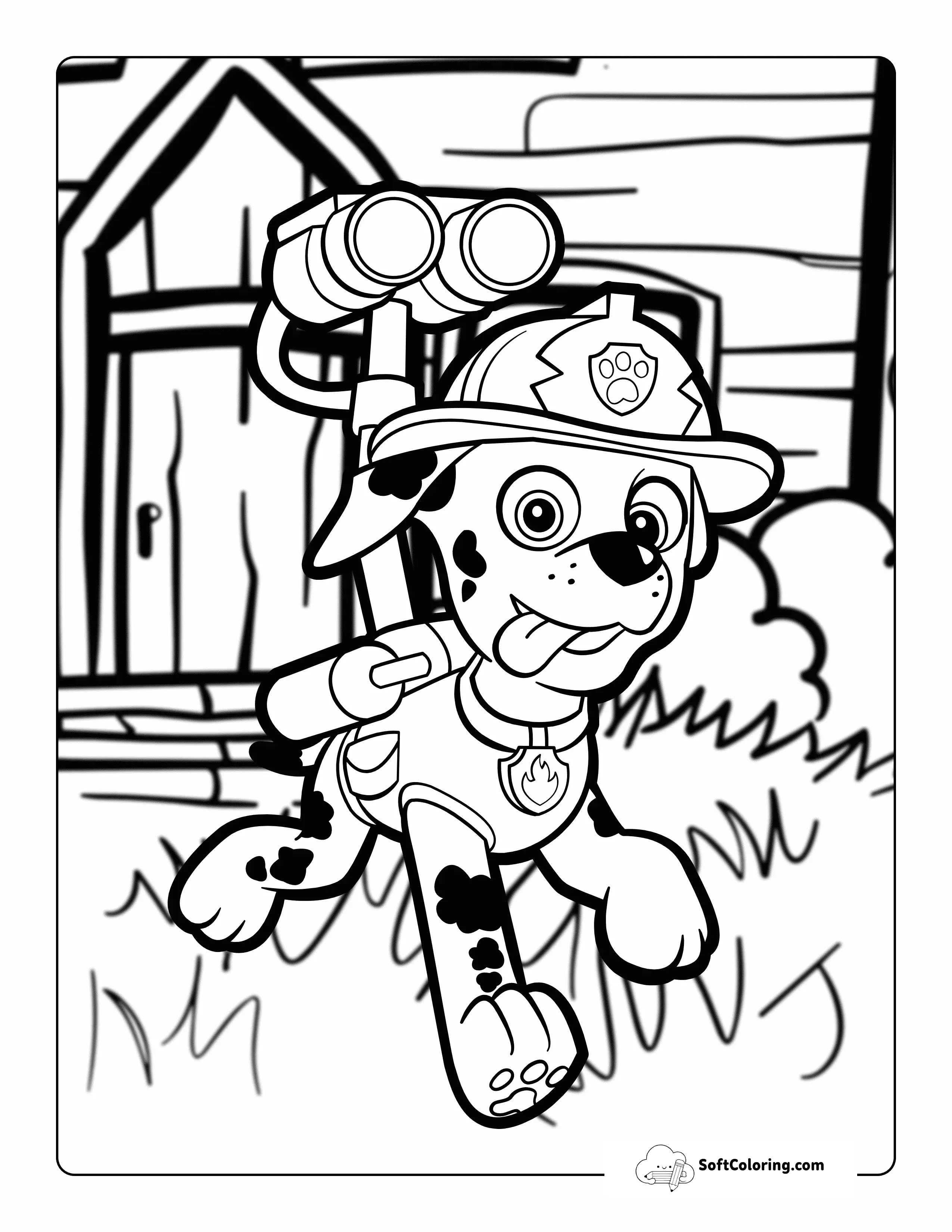 Funny Marshall Firehouse Paw Patrol-Inspired Coloring Page
