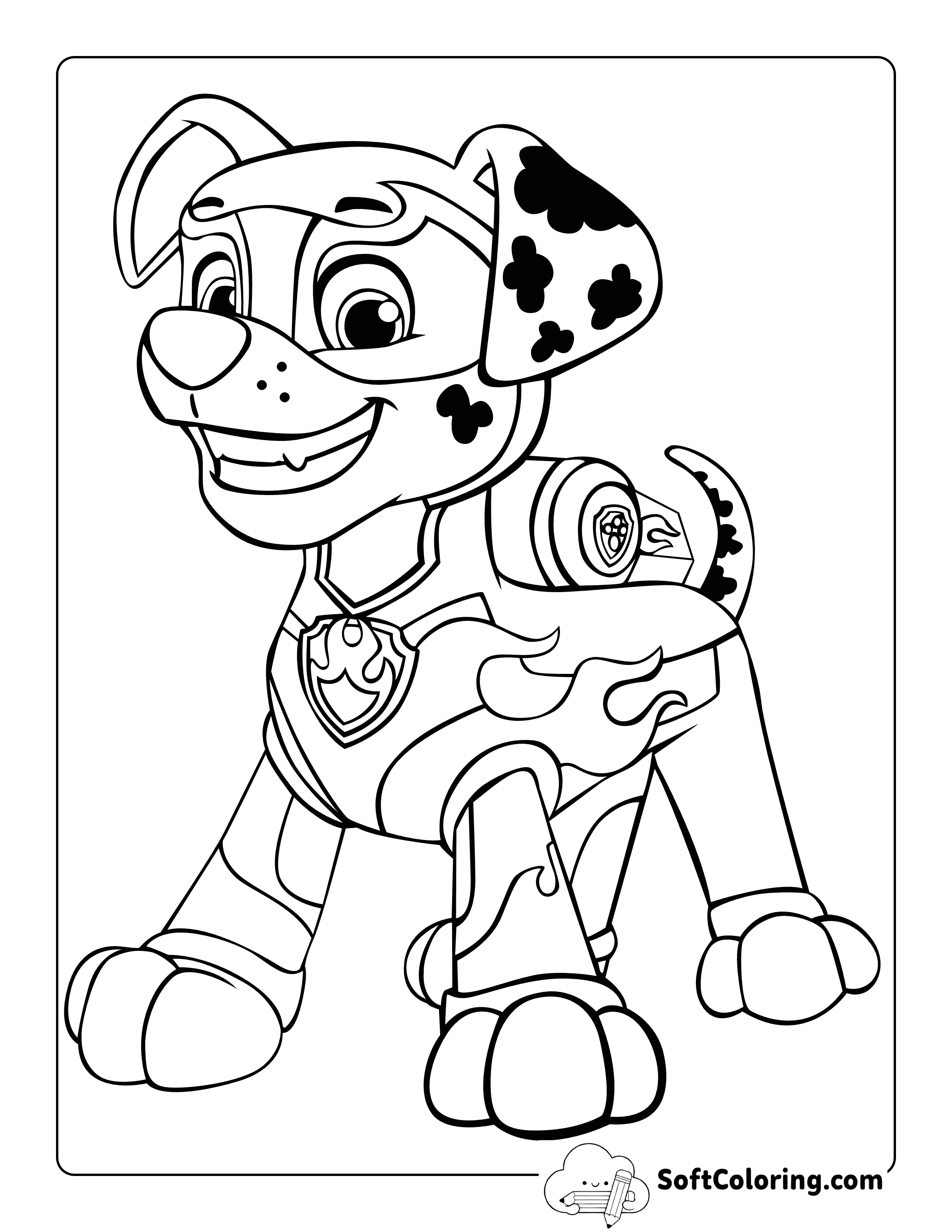 Marshall Mighty Pups Paw Patrol-Inspired Coloring Page