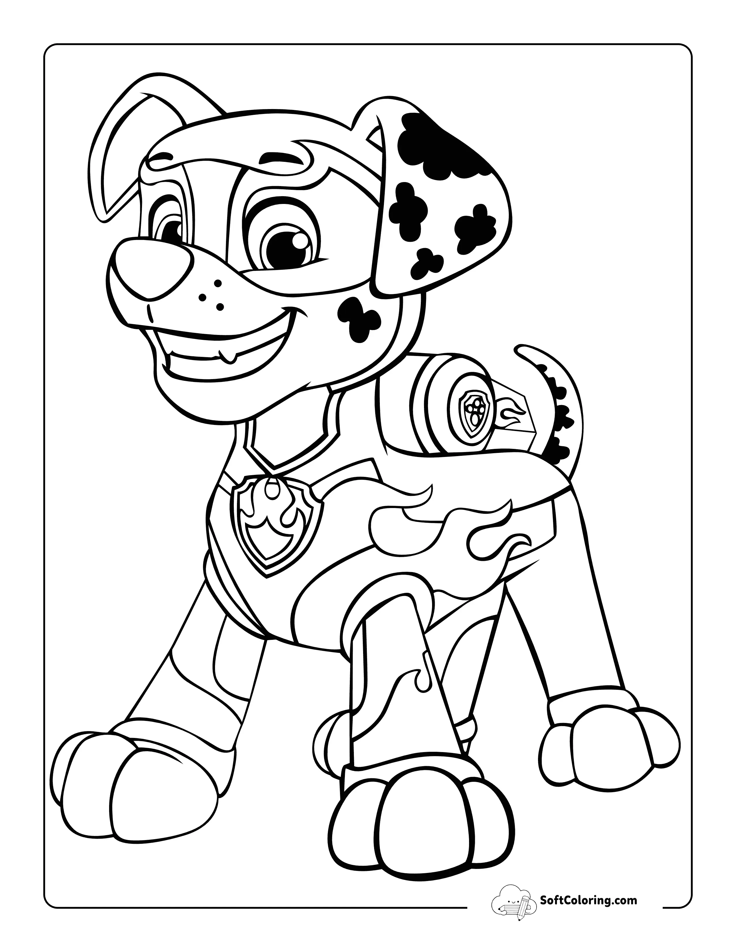 Marshall Mighty Pups Paw Patrol-Inspired Coloring Page