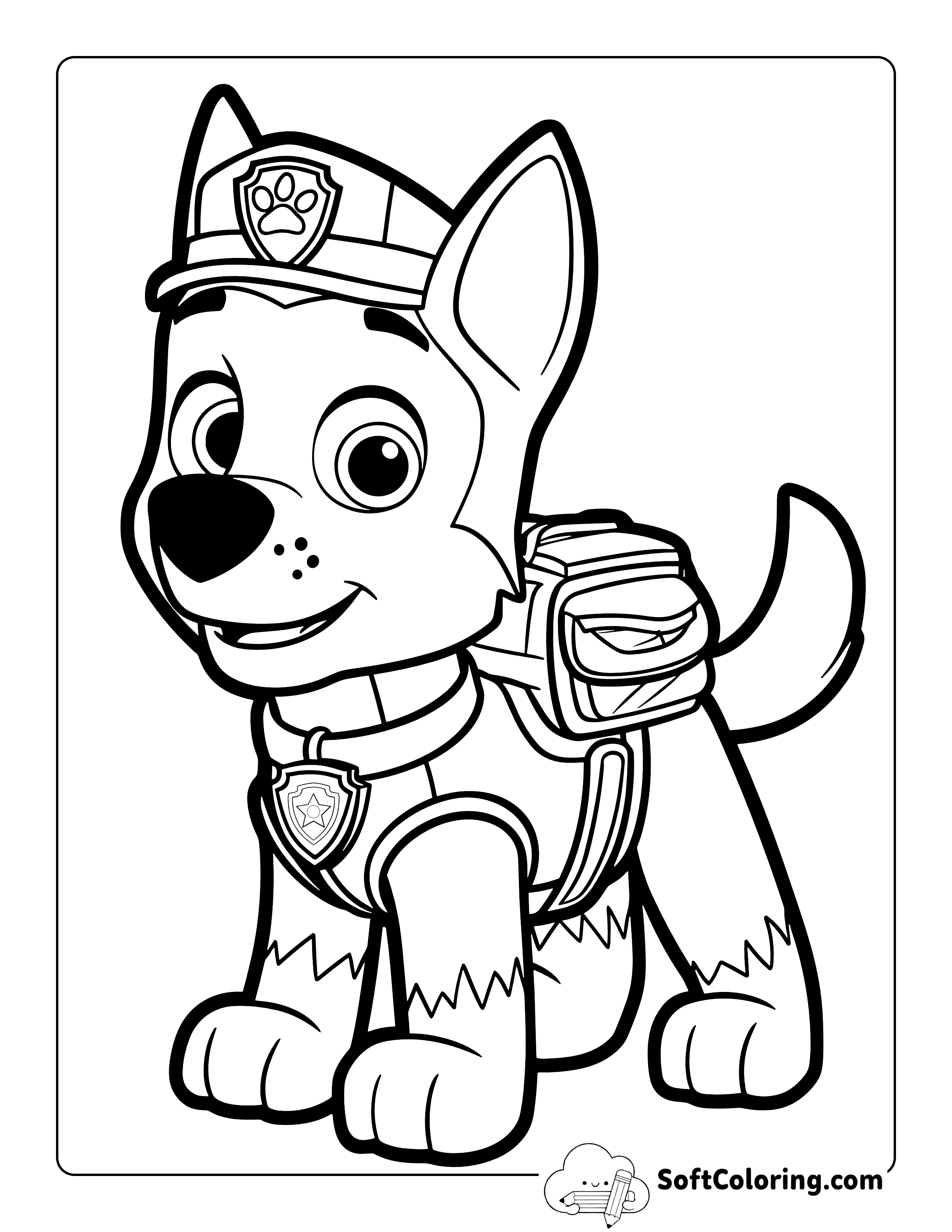 Easy Chase-Inspired Paw Patrol Coloring Page