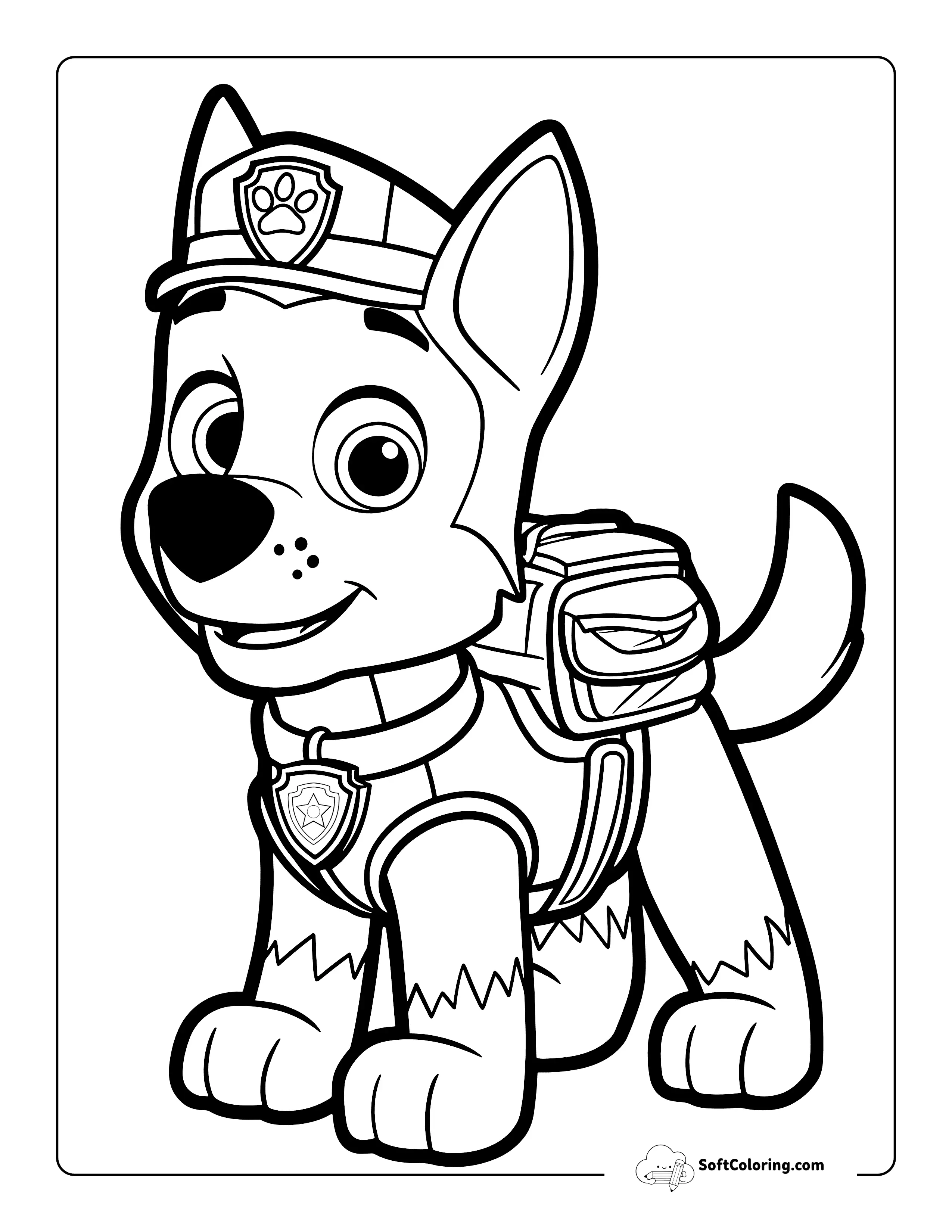 Easy Chase-Inspired Paw Patrol Coloring Page