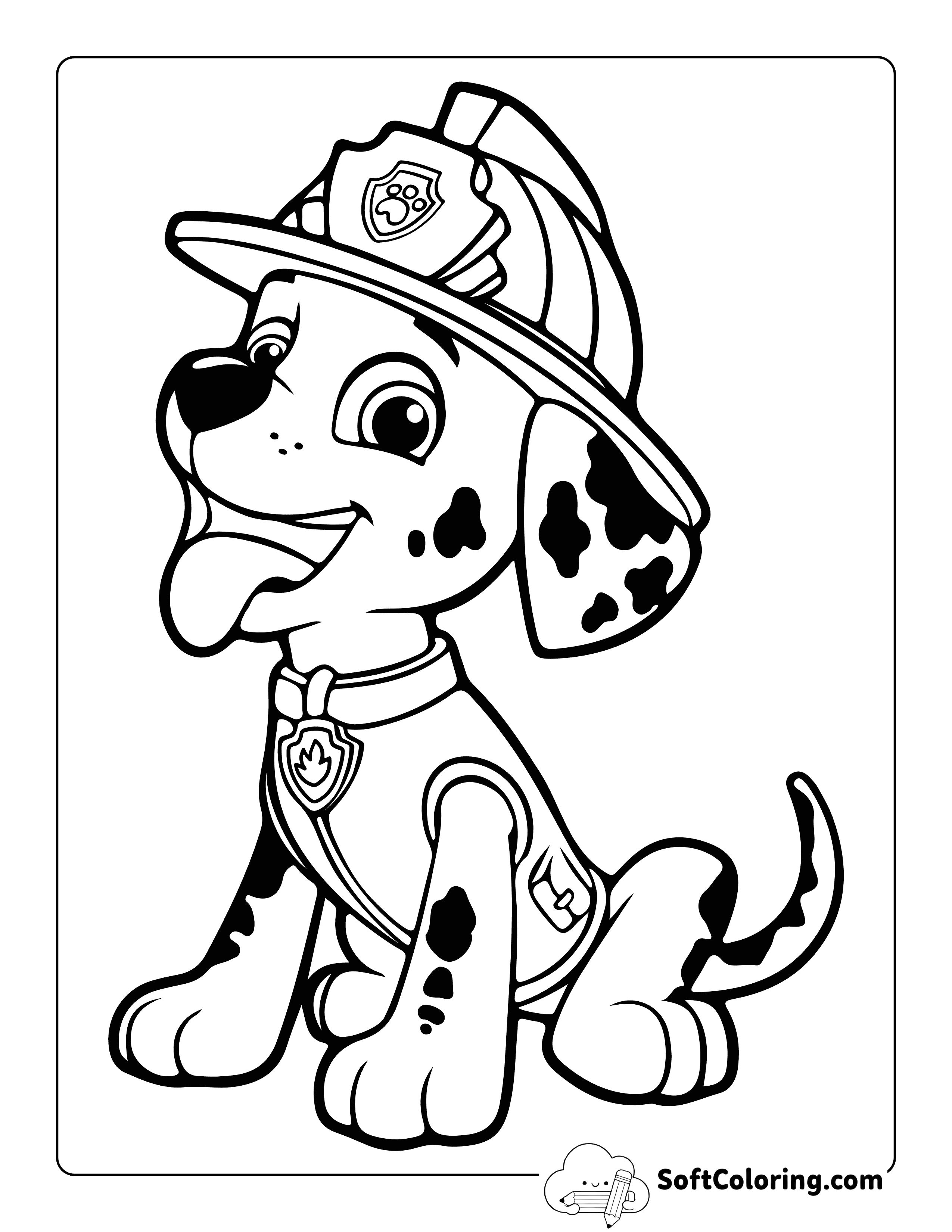 Easy Coloring Page Inspired by Marshall from Paw Patrol