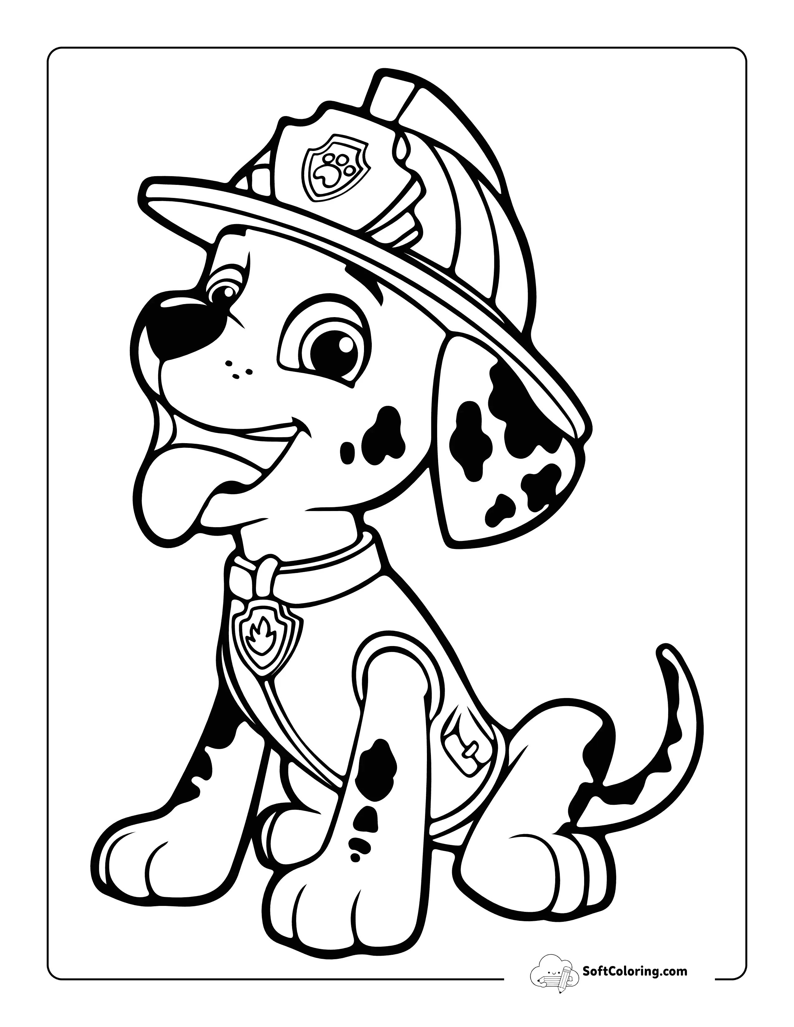 Easy Coloring Page Inspired By Marshall From Paw Patrol