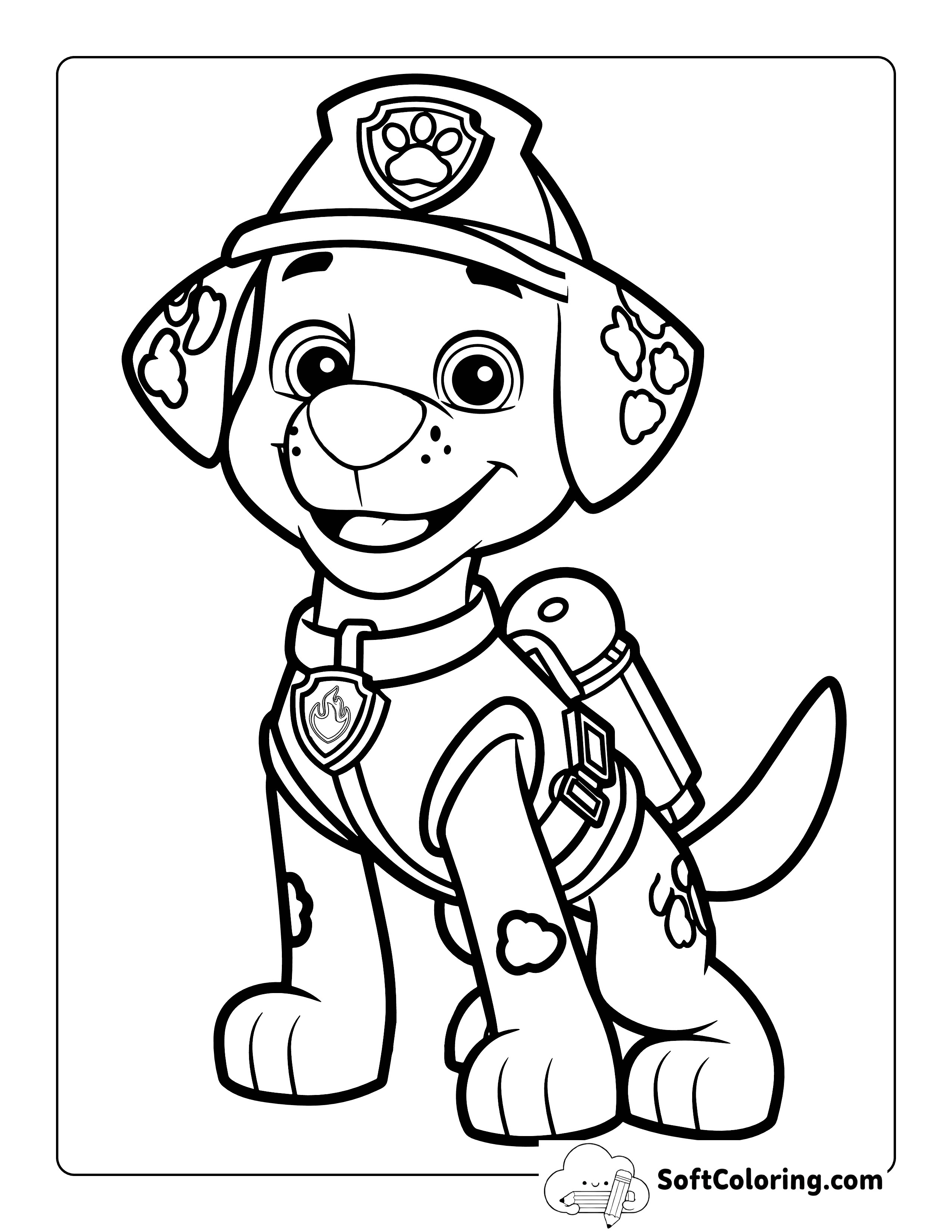 Cute Marshall Coloring Page Inspired by Paw Patrol