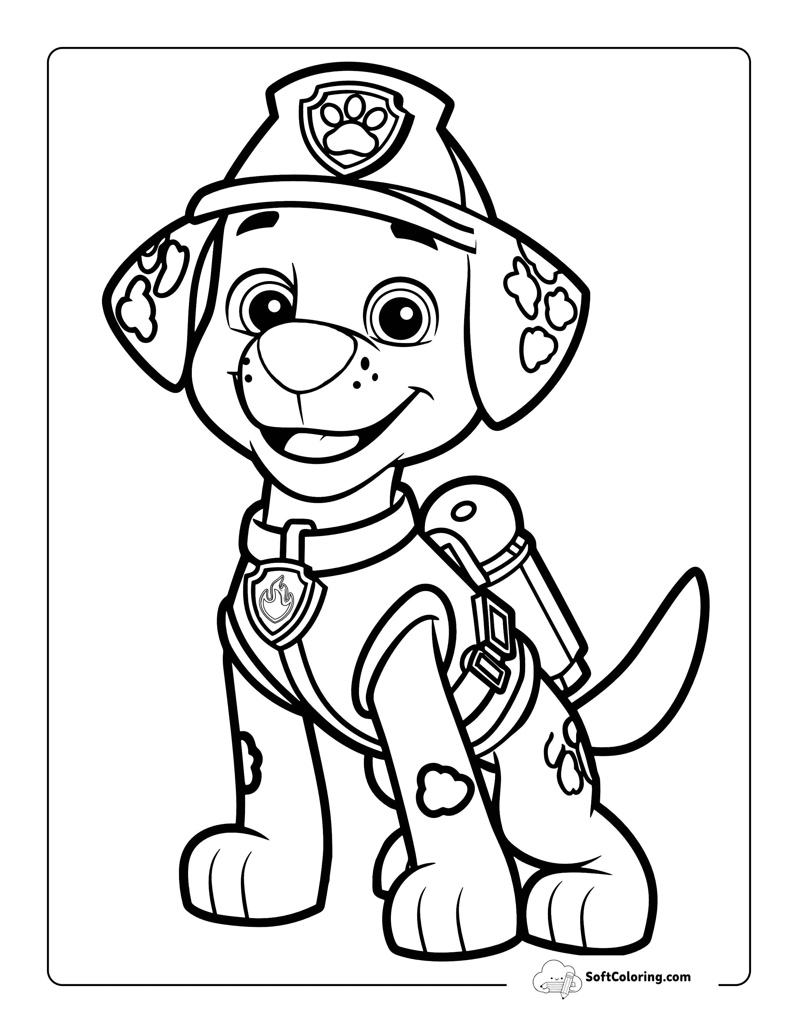Cute Marshall Coloring Page Inspired By Paw Patrol