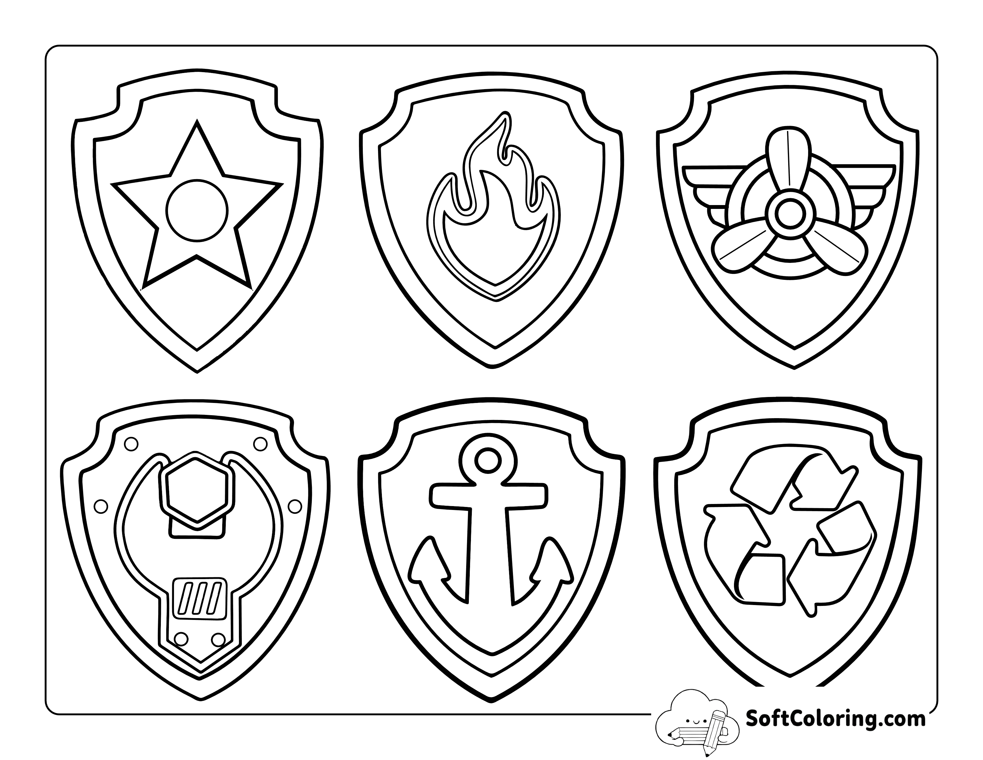Printable Paw Patrol-Inspired Badges Outlines