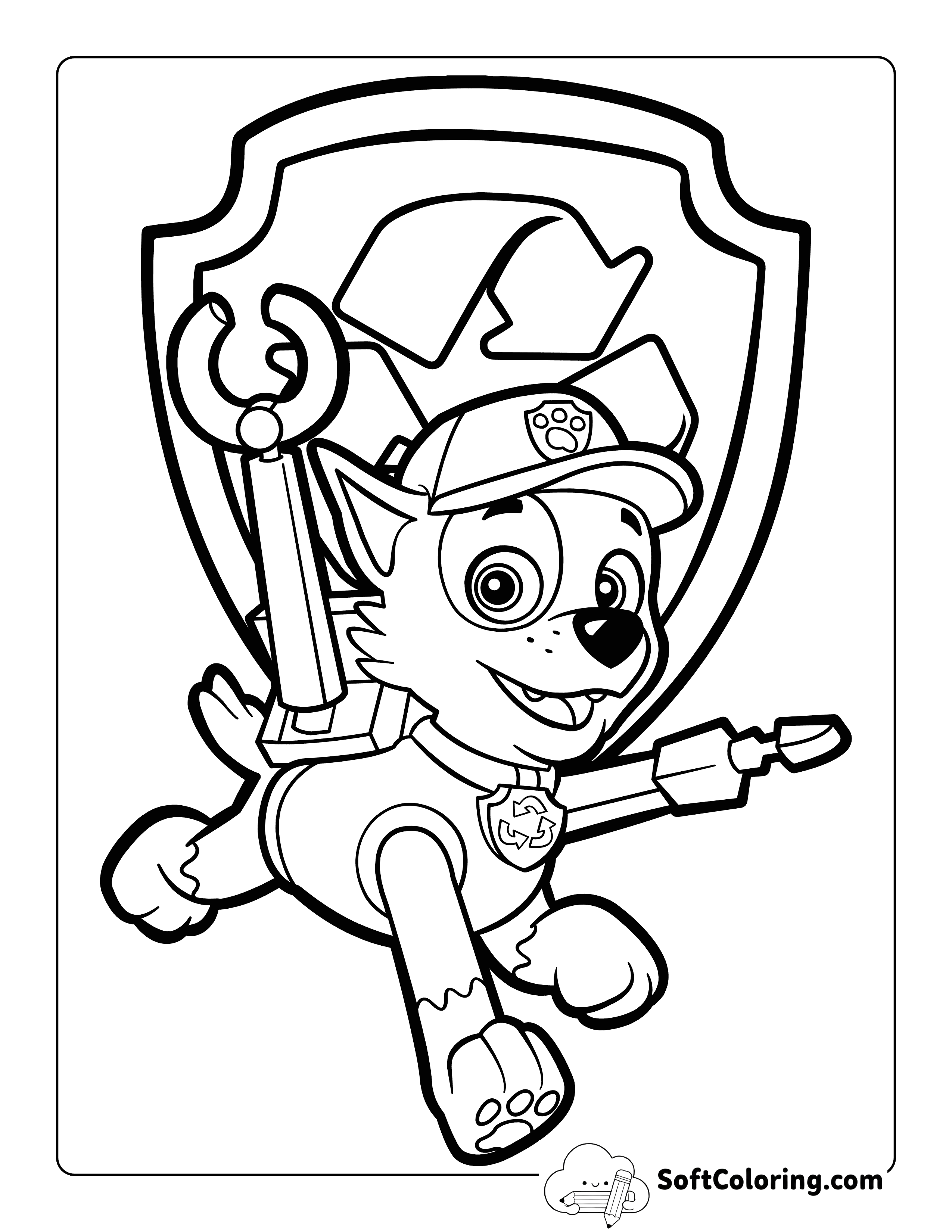 Cute Rocky with Badge Paw Patrol-Inspired Coloring Page
