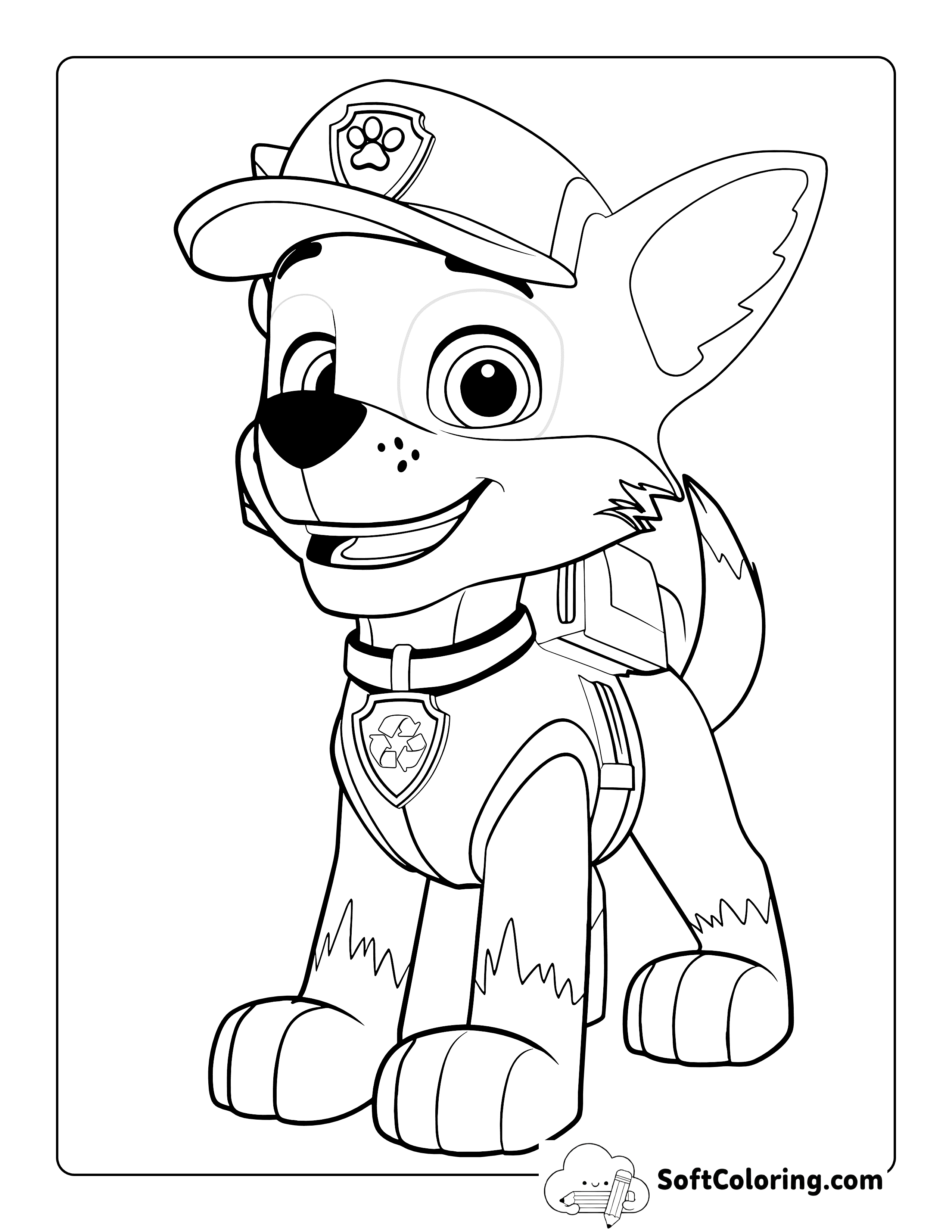 Cool Rocky Coloring Page Inspired by Paw Patrol