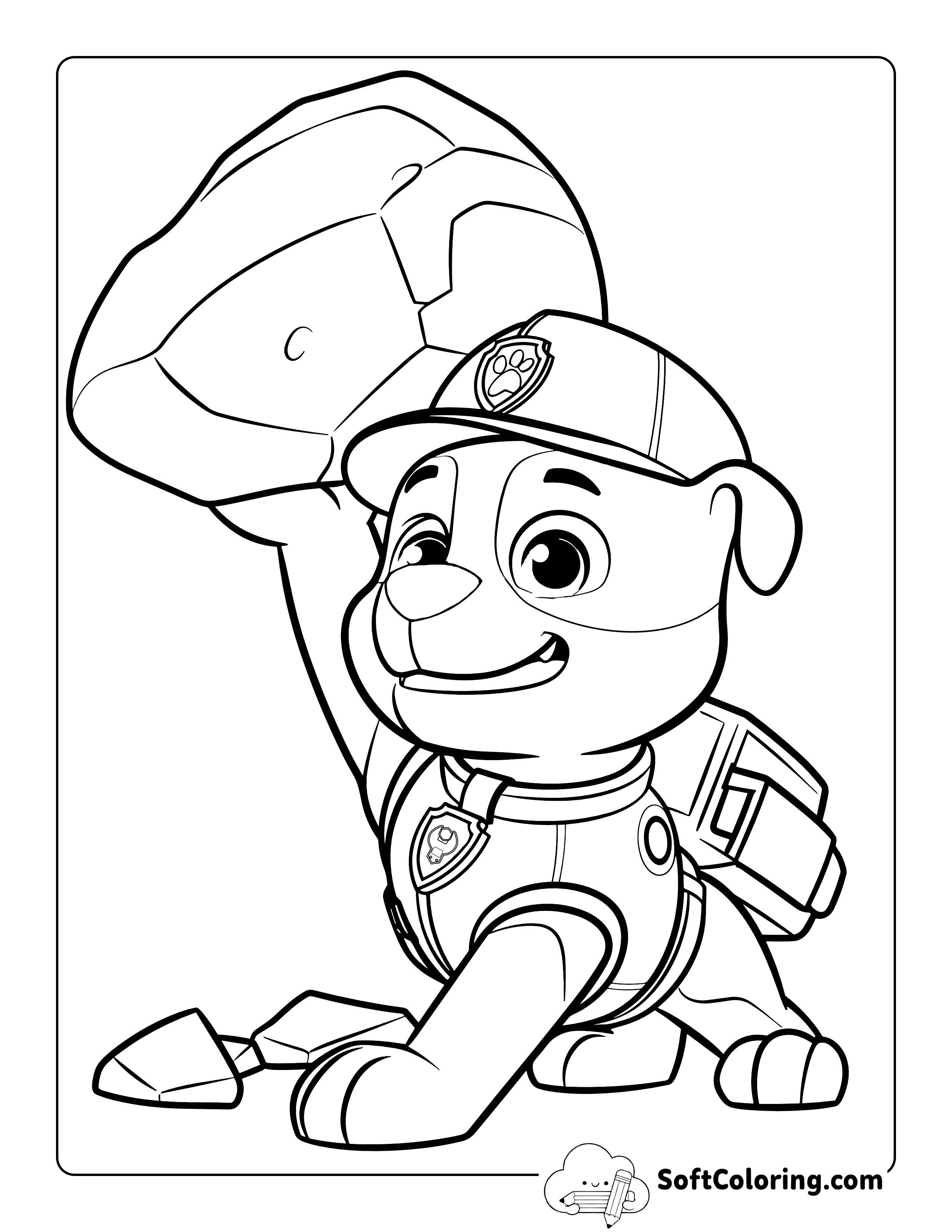 Cool Rubble from Paw Patrol-Inspired Coloring Page