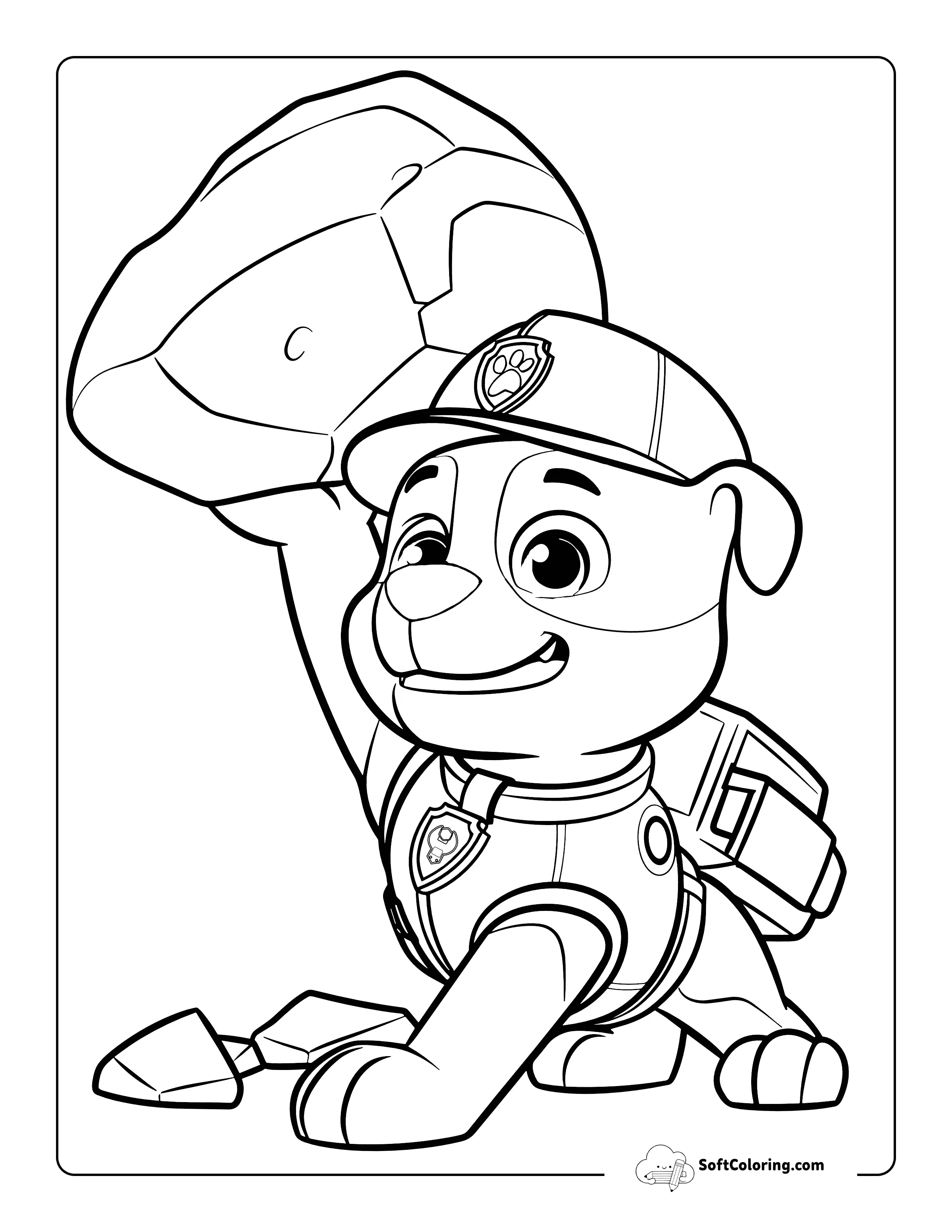 Cool Rubble From Paw Patrol-Inspired Coloring Page
