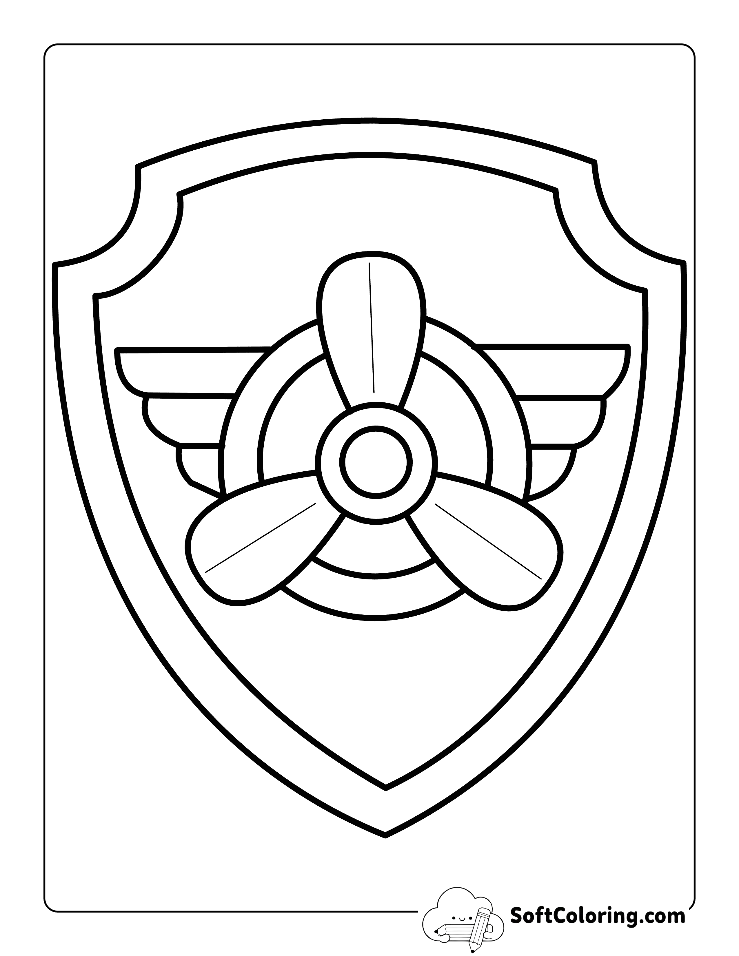 Skye Badge Outline Printable Inspired by Paw Patrol