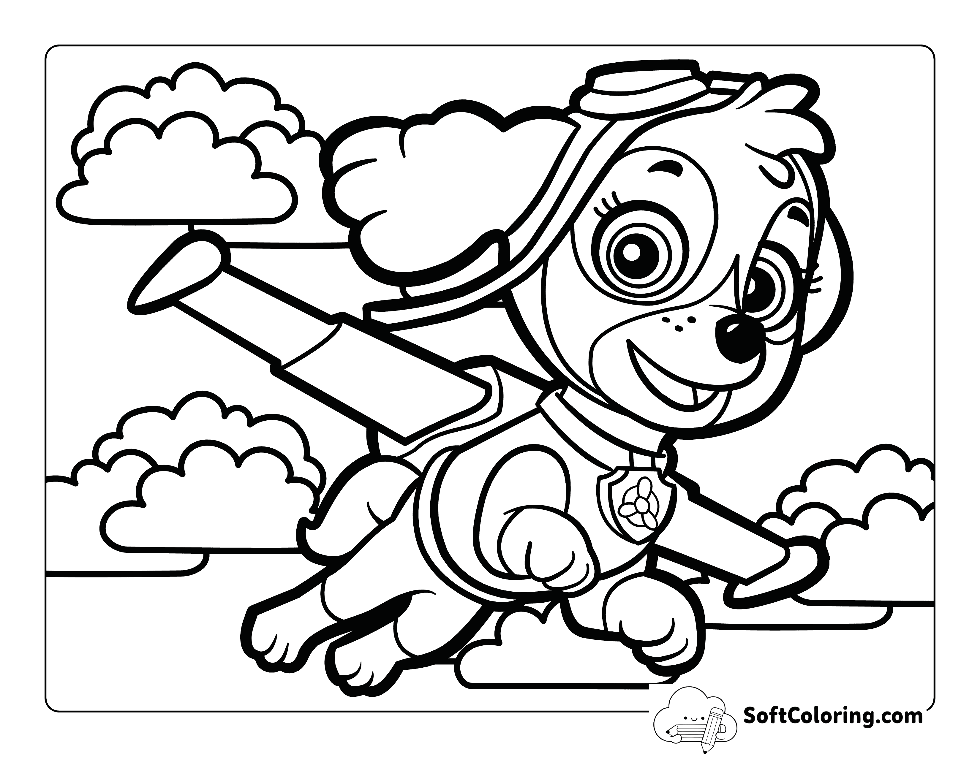 Cool Skye Flying Paw Patrol-Inspired Coloring Page