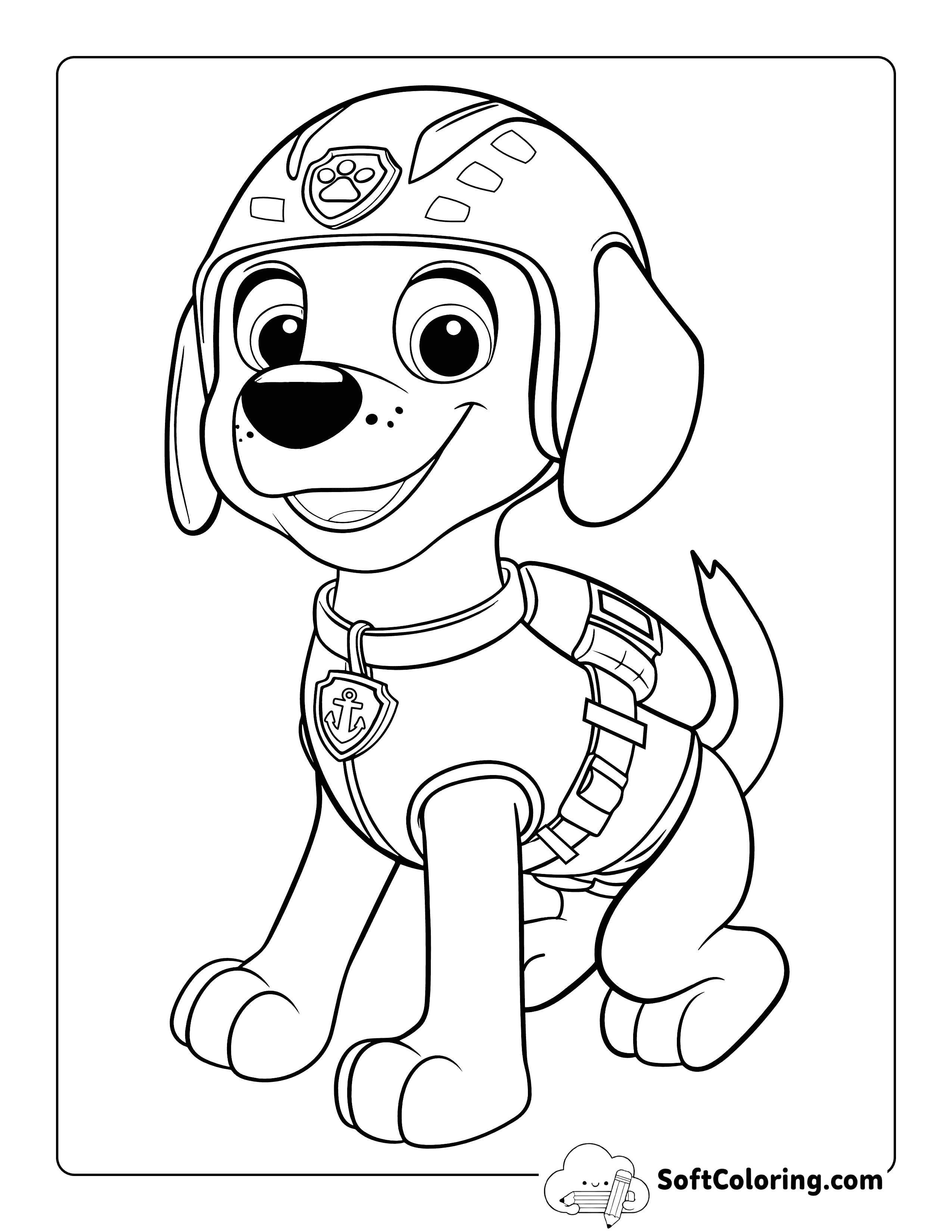 Easy Zuma Paw Patrol-Inspired Coloring Sheet