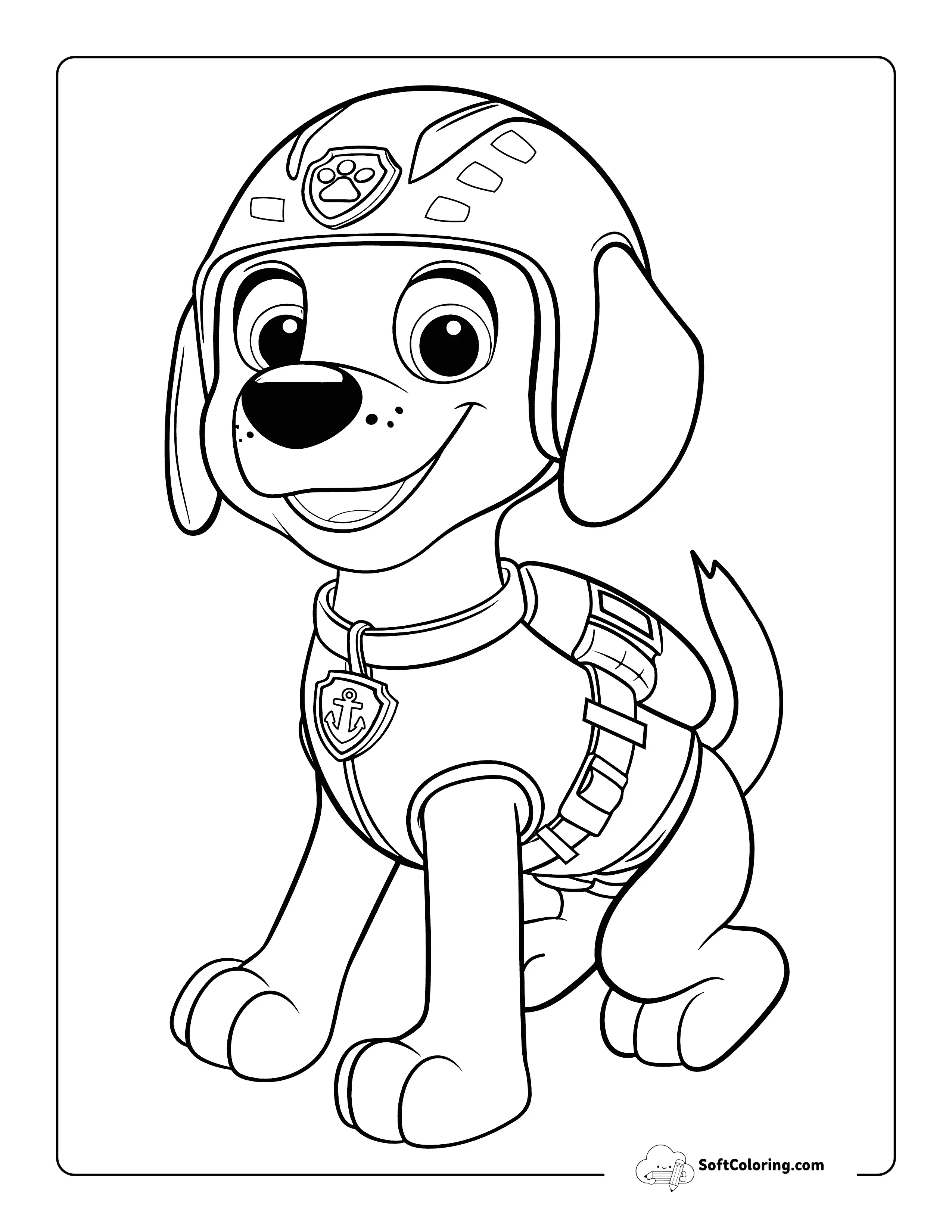 Easy Zuma Paw Patrol-Inspired Coloring Sheet