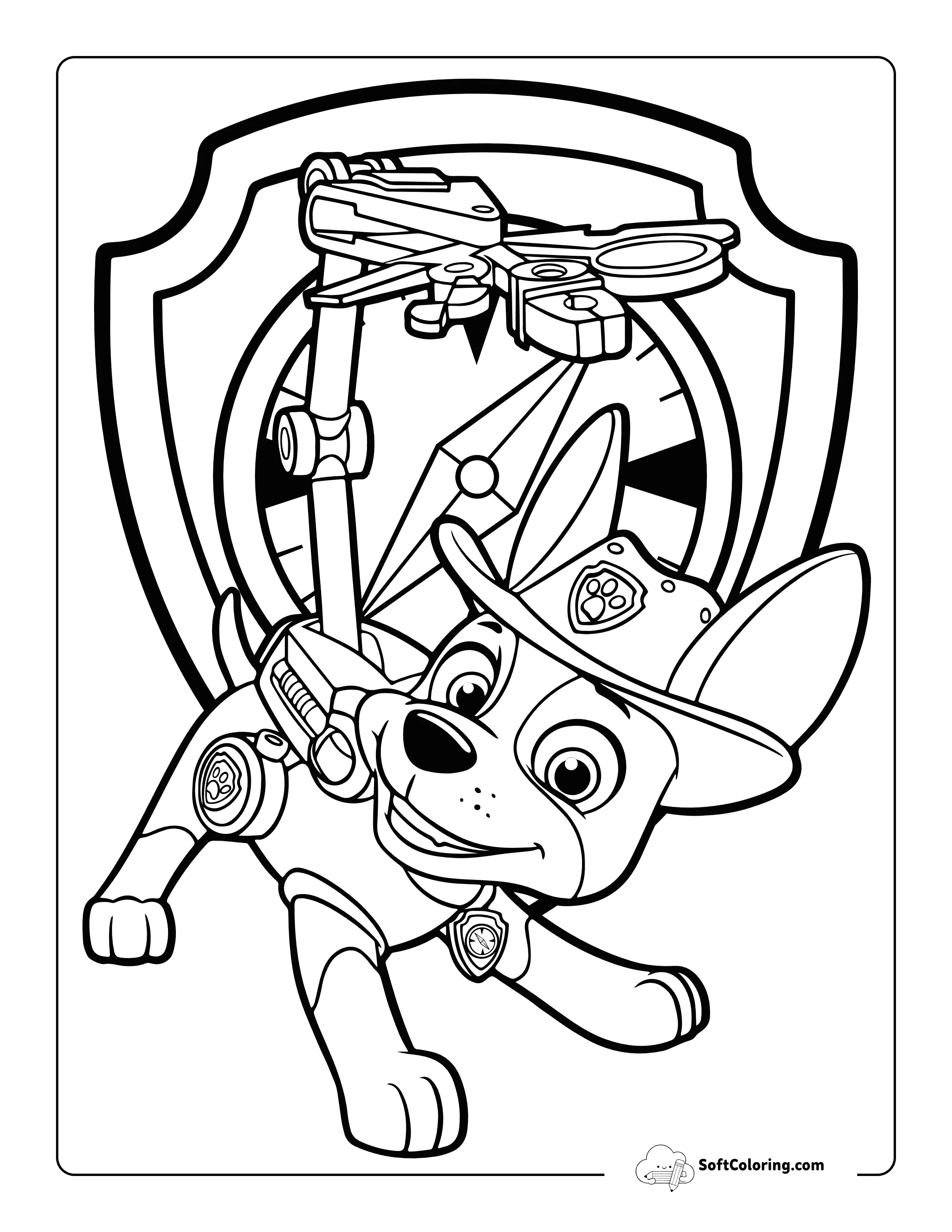 Tracker With Badge Paw Patrol-Inspired Coloring Page
