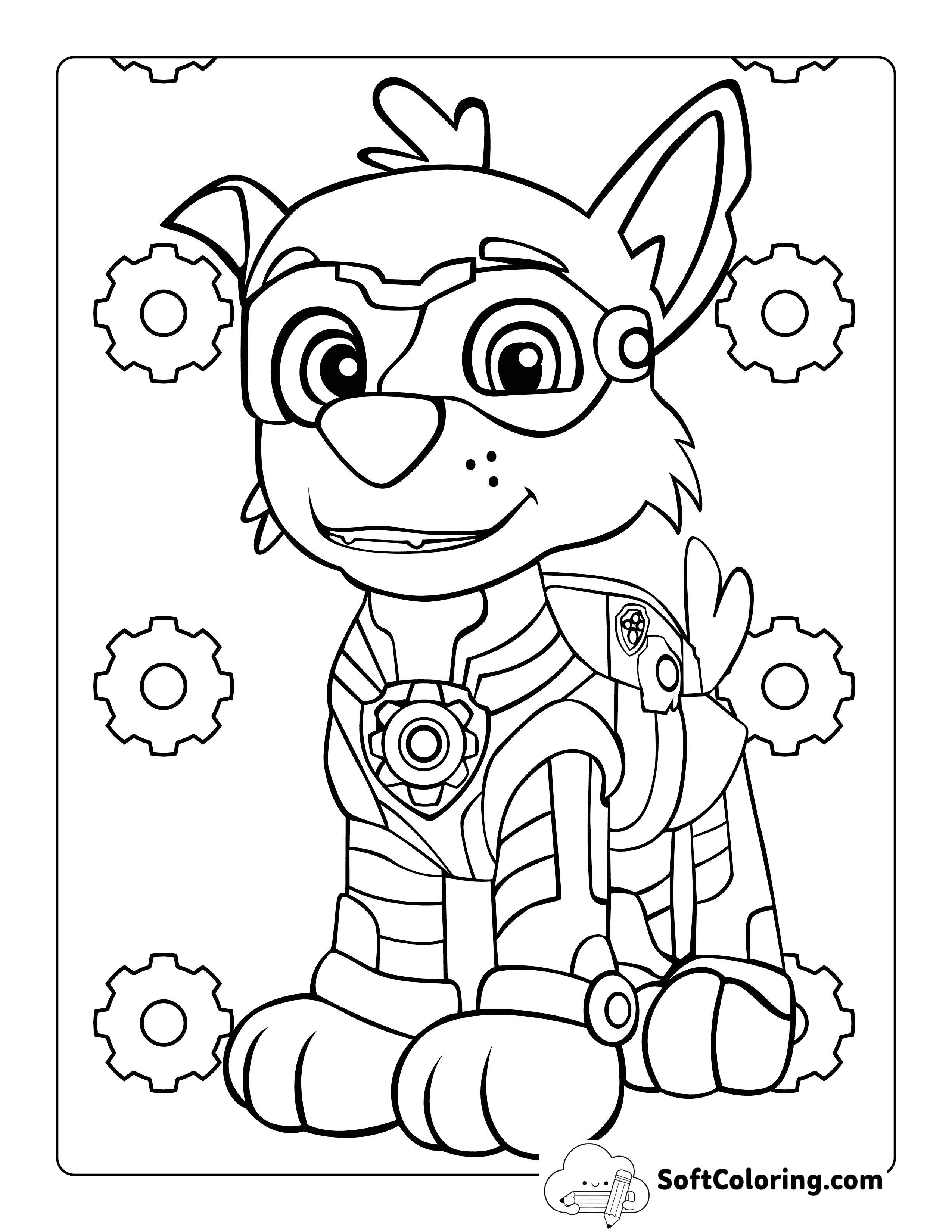 Rocky Mighty Pups-Inspired Coloring Sheet