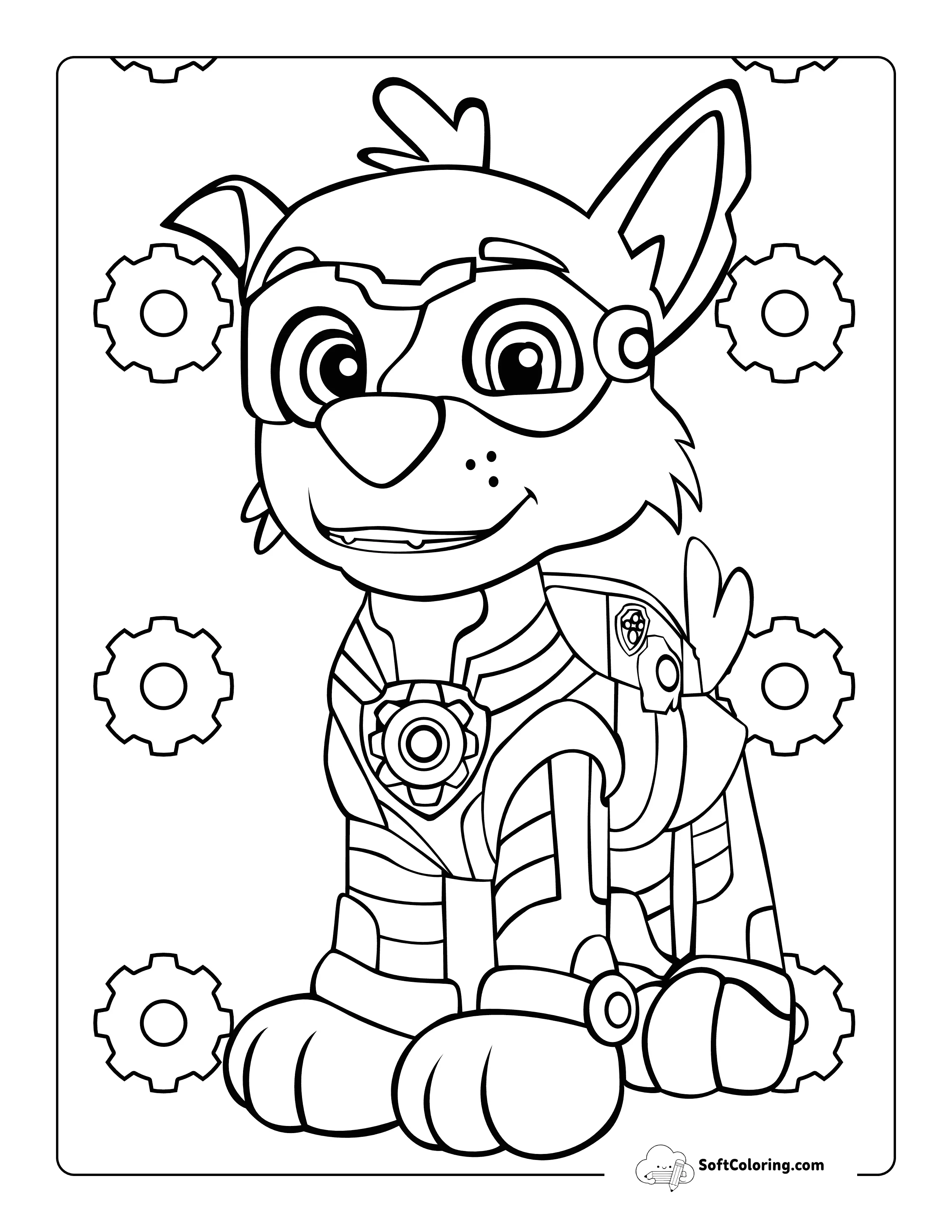 Rocky Mighty Pups-Inspired Coloring Sheet