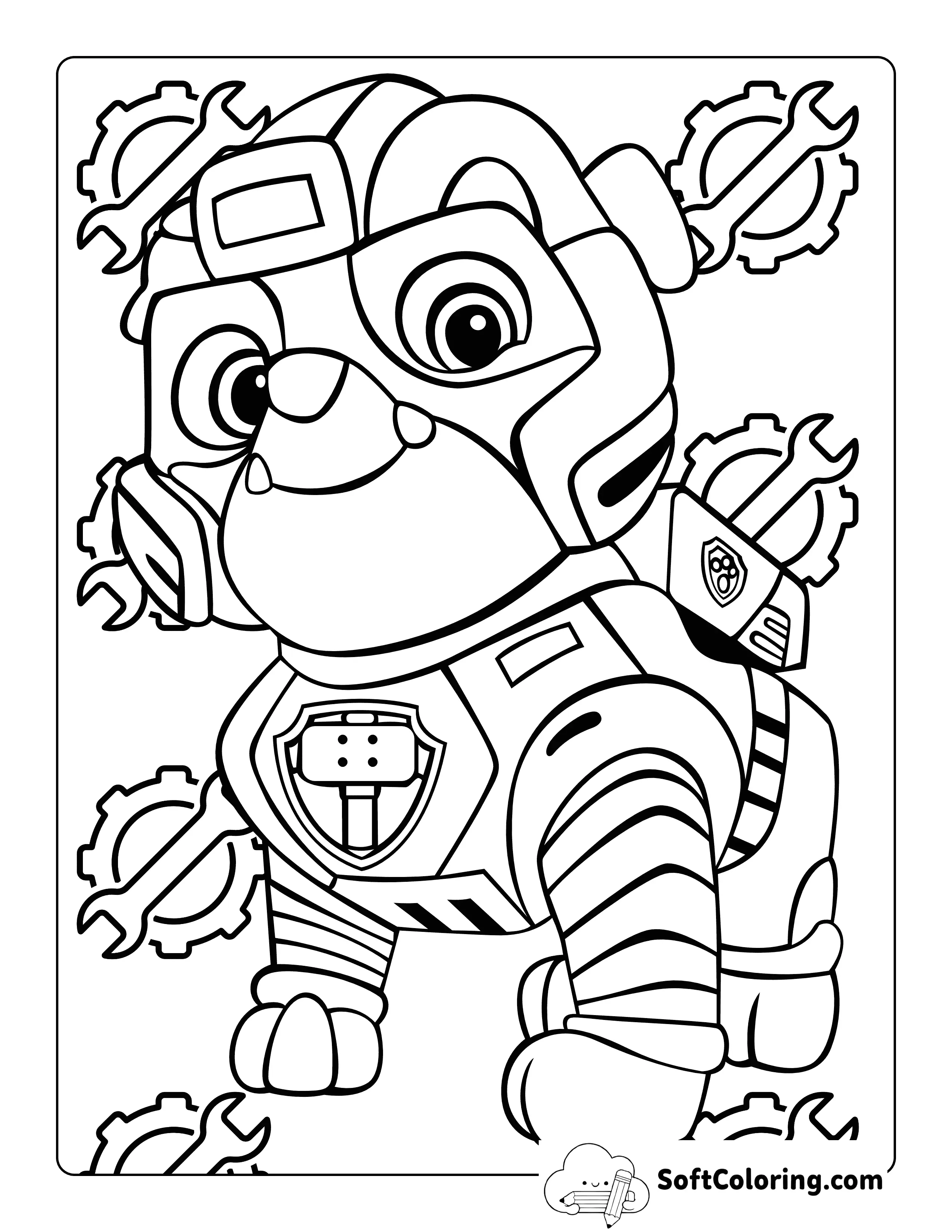 Rubble Mighty Pups-Inspired Coloring Page