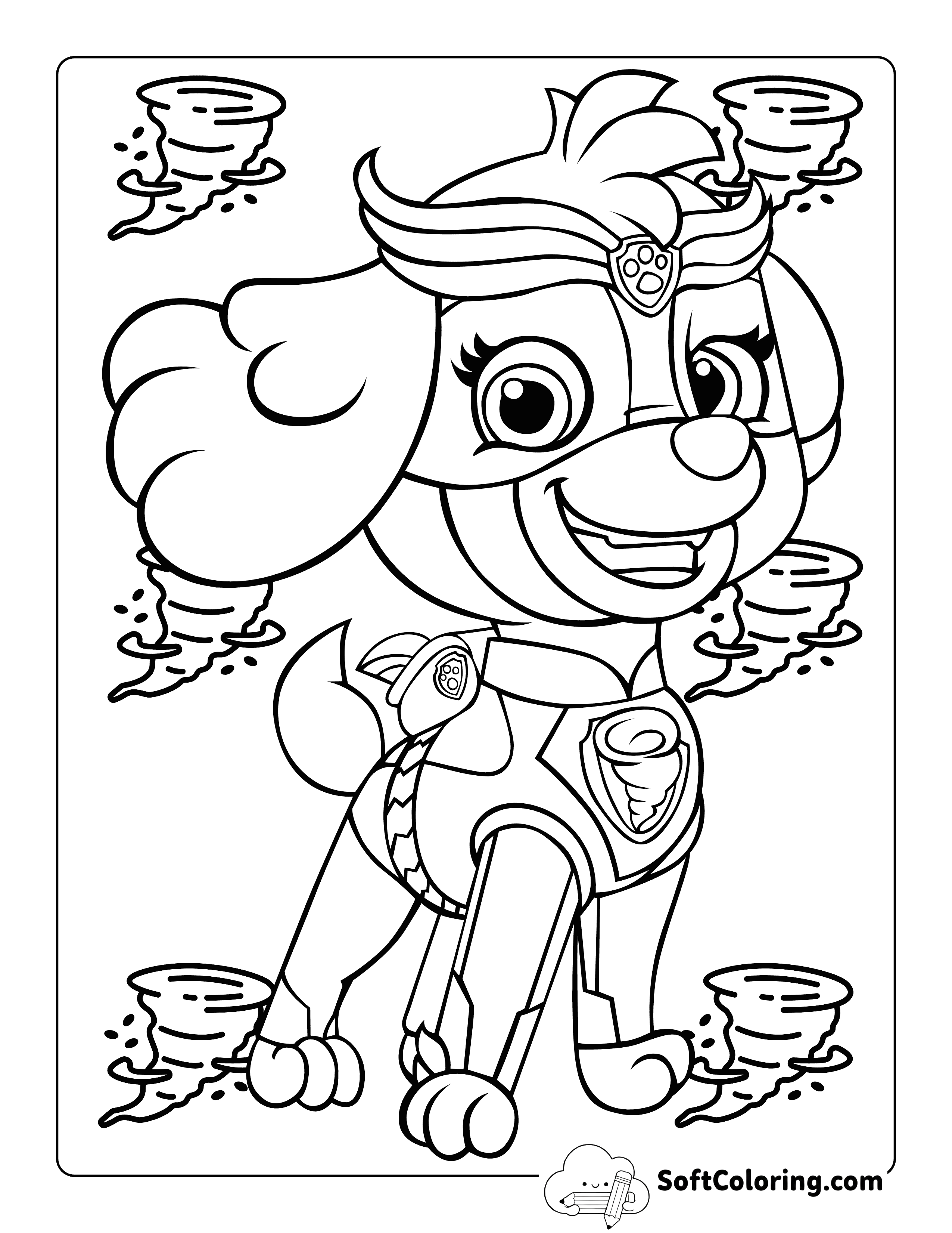 Skye Mighty Pups-Inspired Coloring Sheet