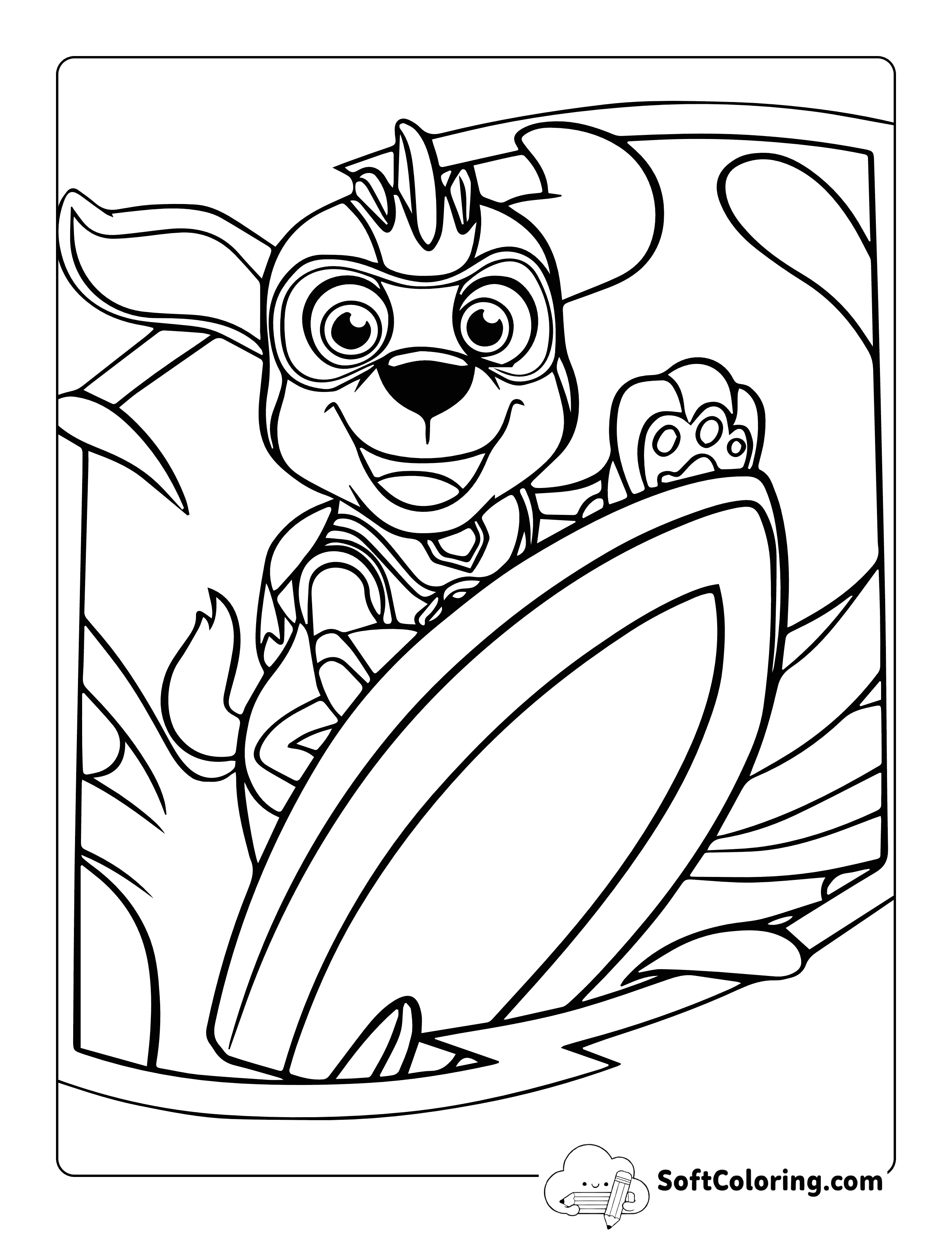 Cute Zuma Mighty Pups Paw Patrol-Inspired Coloring Sheet