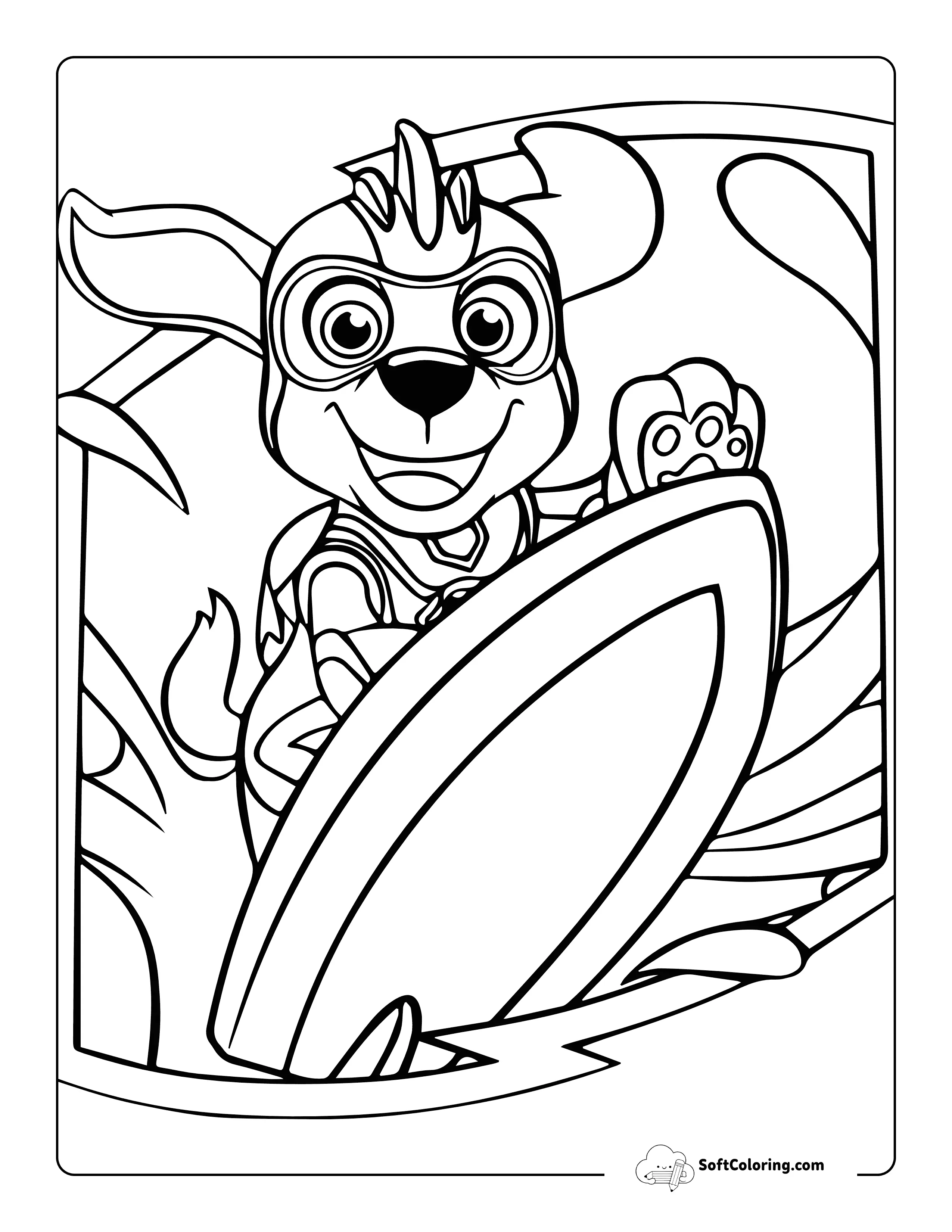 Cute Zuma Mighty Pups Paw Patrol-Inspired Coloring Sheet