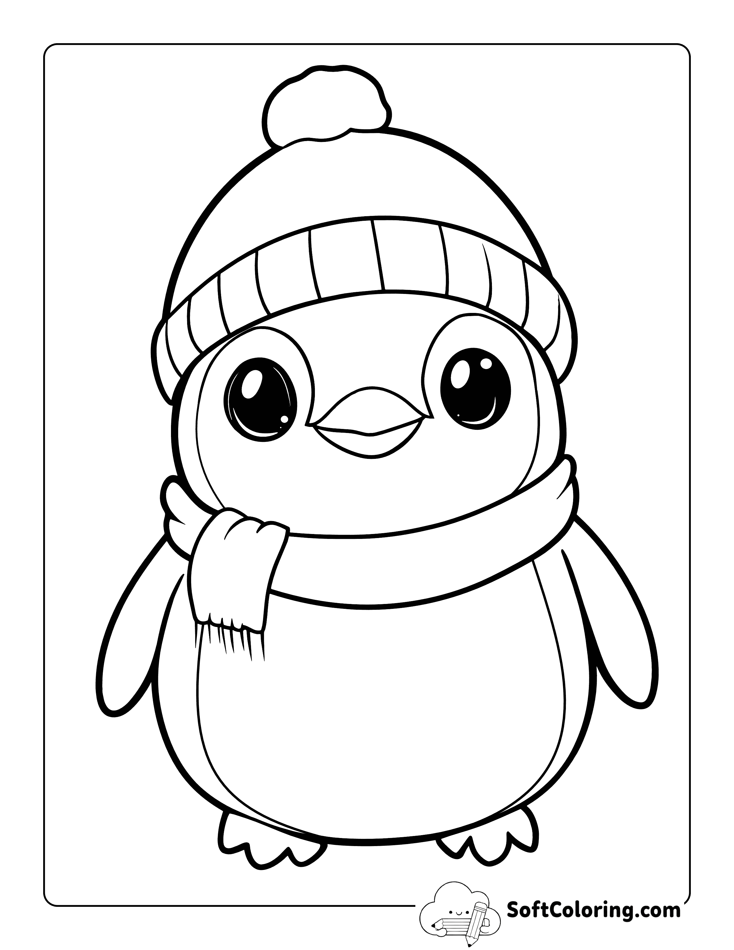 Cute Penguin Coloring Page for Kids