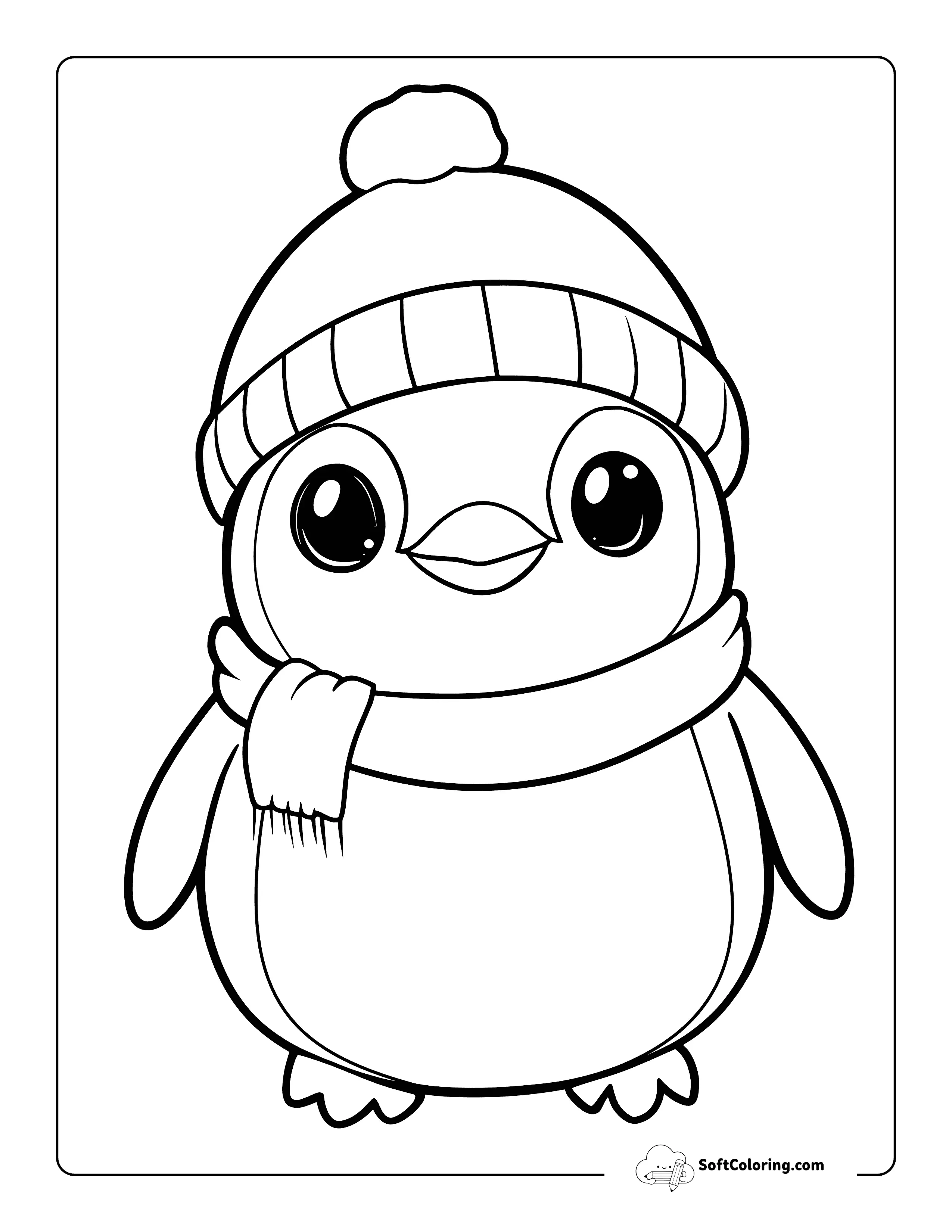 Cute Penguin Coloring Page For Kids