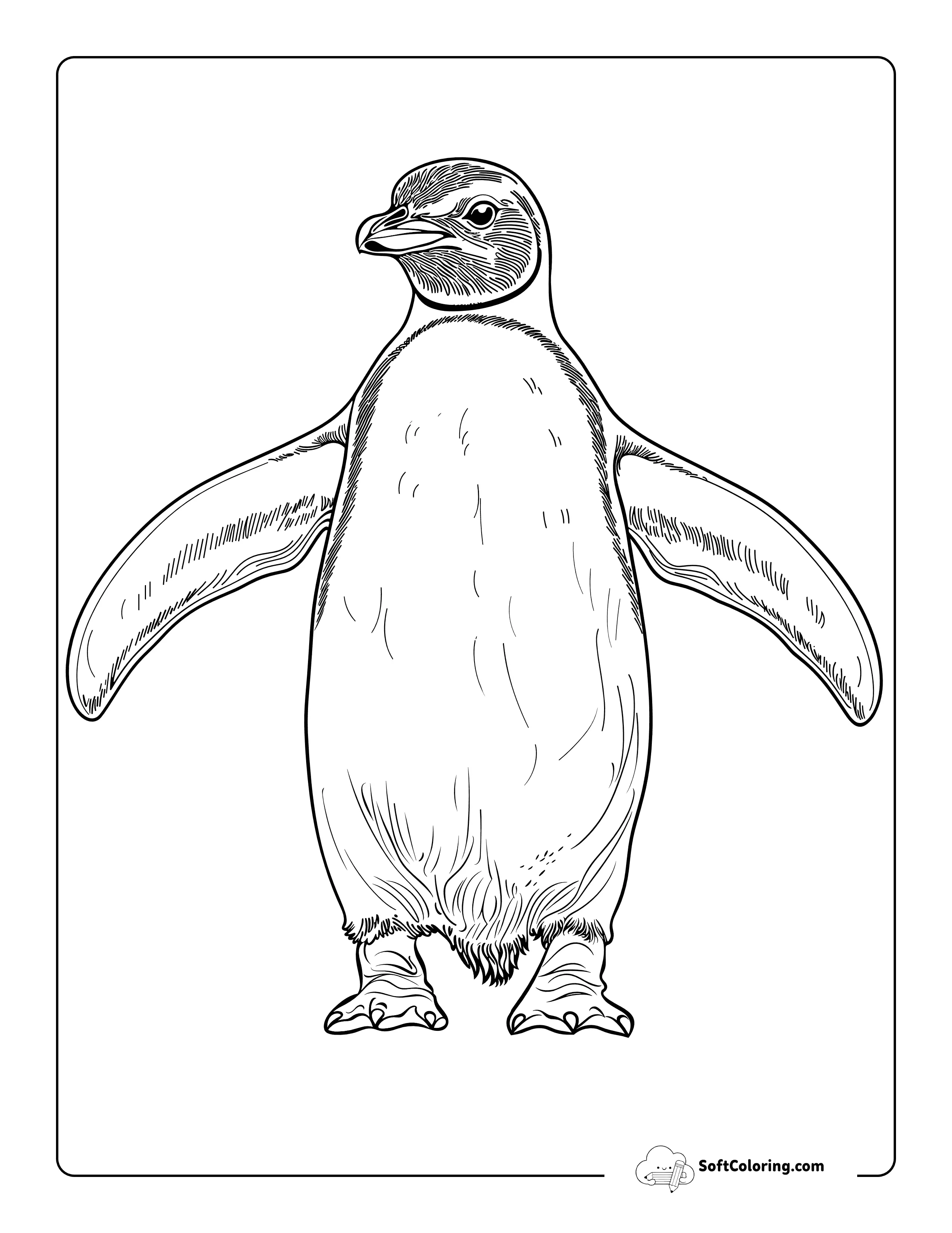 Realistic Penguin Coloring Sheet For Teens And Adults